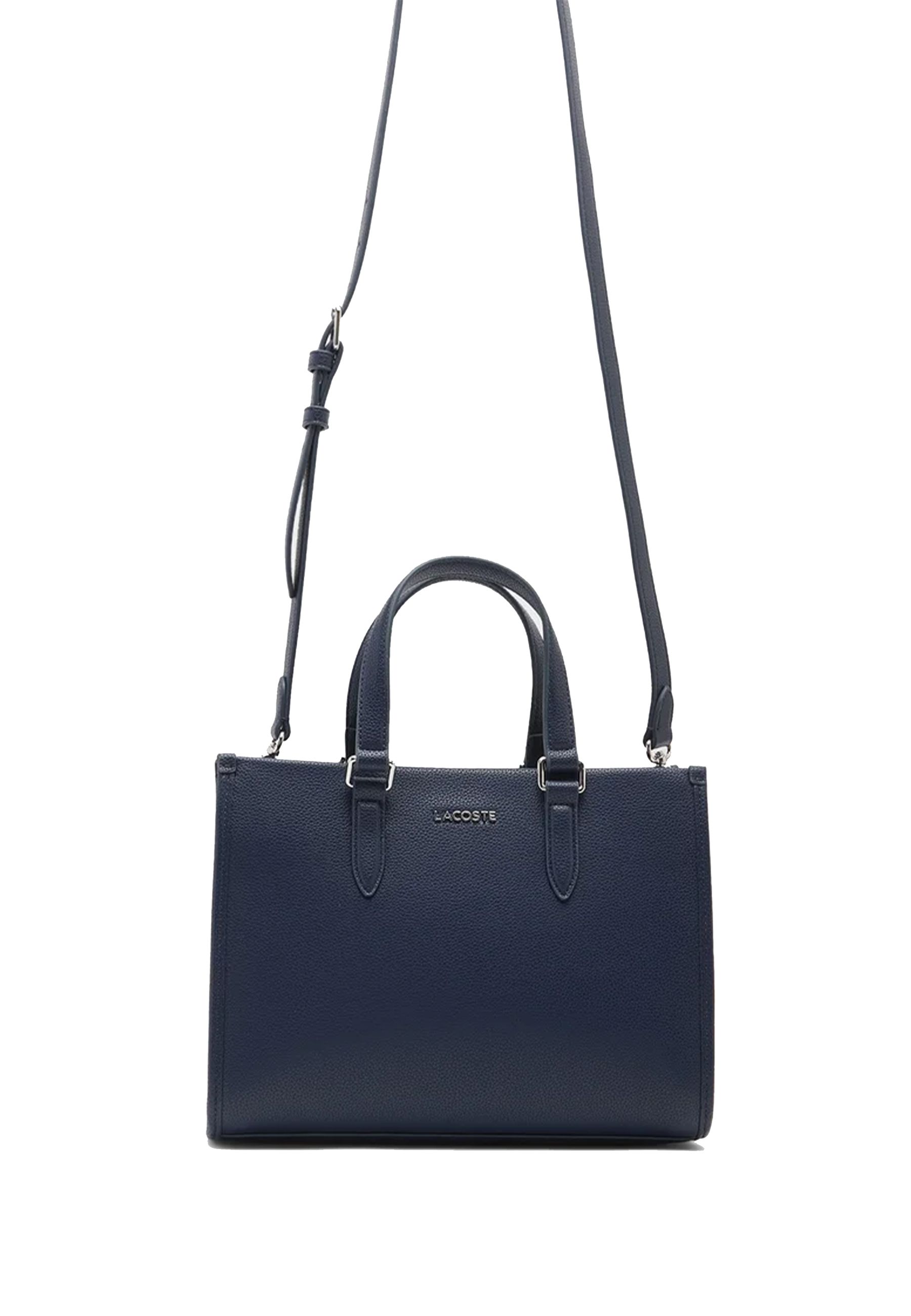 Borsa ecopelle blu con logo metallico