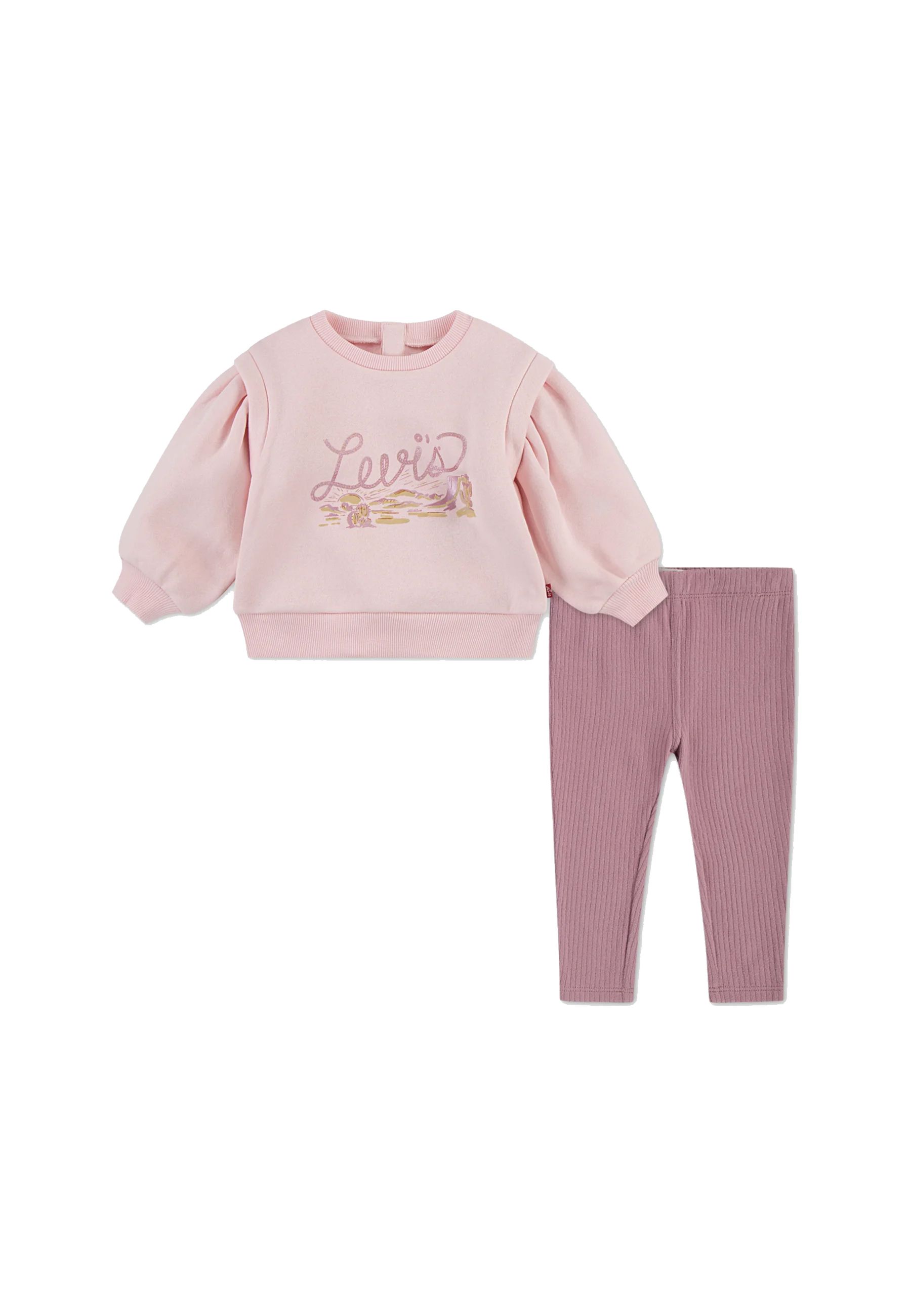 Completo Sportivo felpa girocollo e pantalone rosa