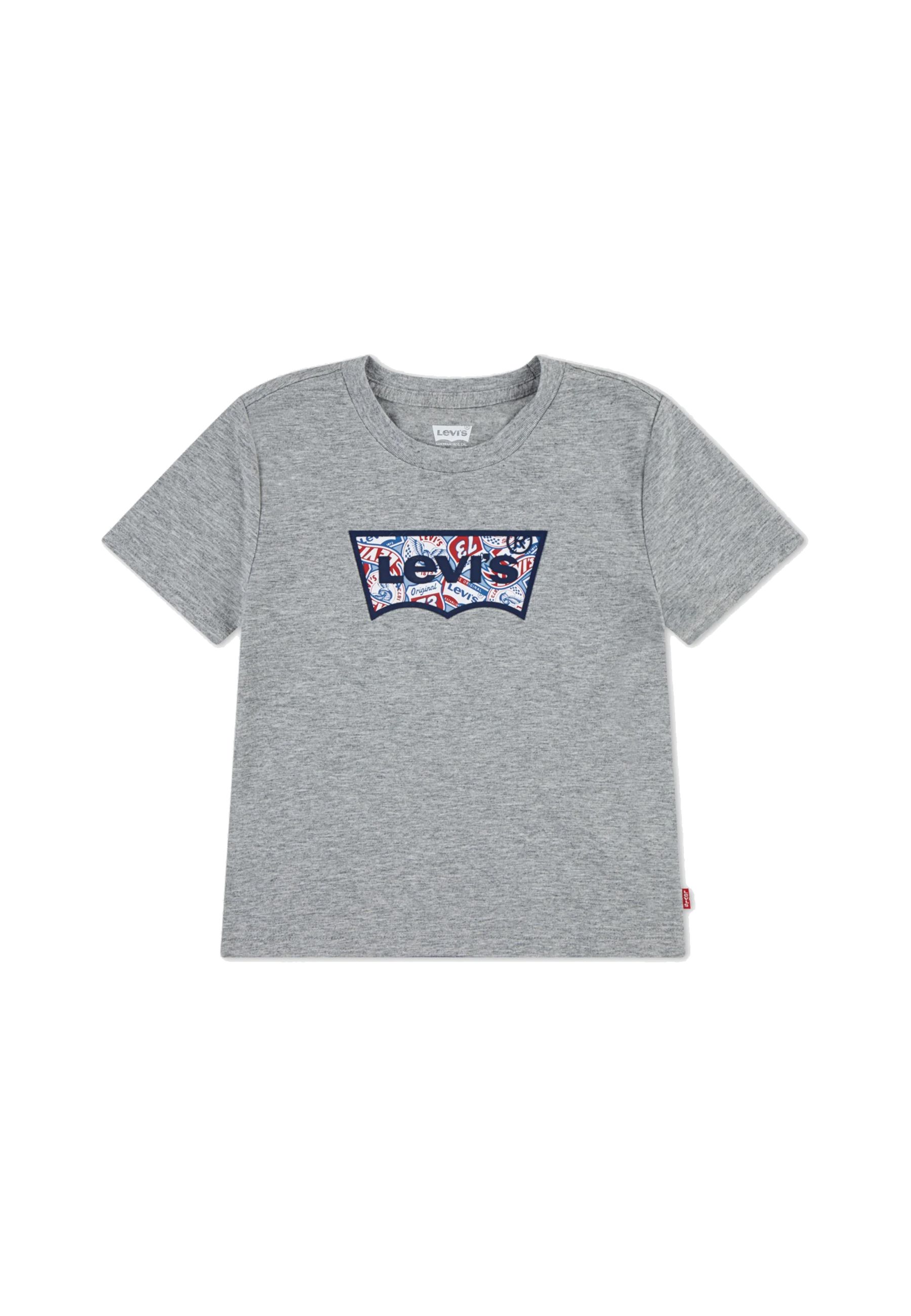 T-shirt grigia girocollo con stampa frontale