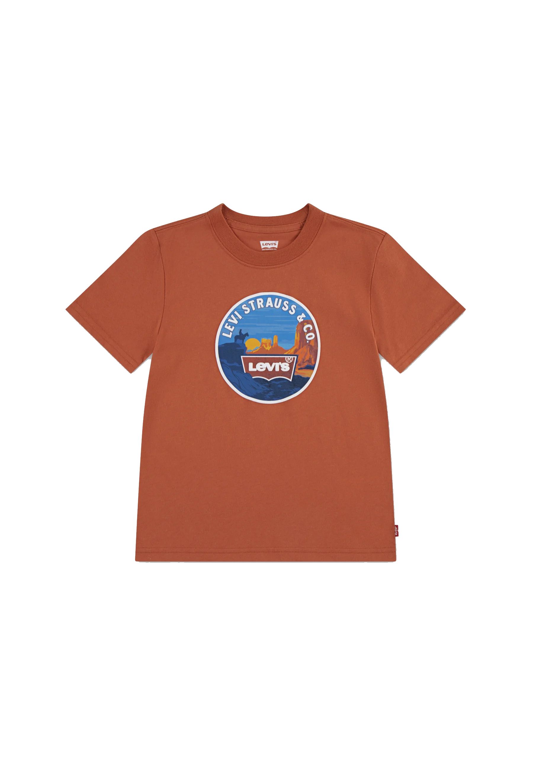 T-shirt girocollo arancio Mango con stampa deserto