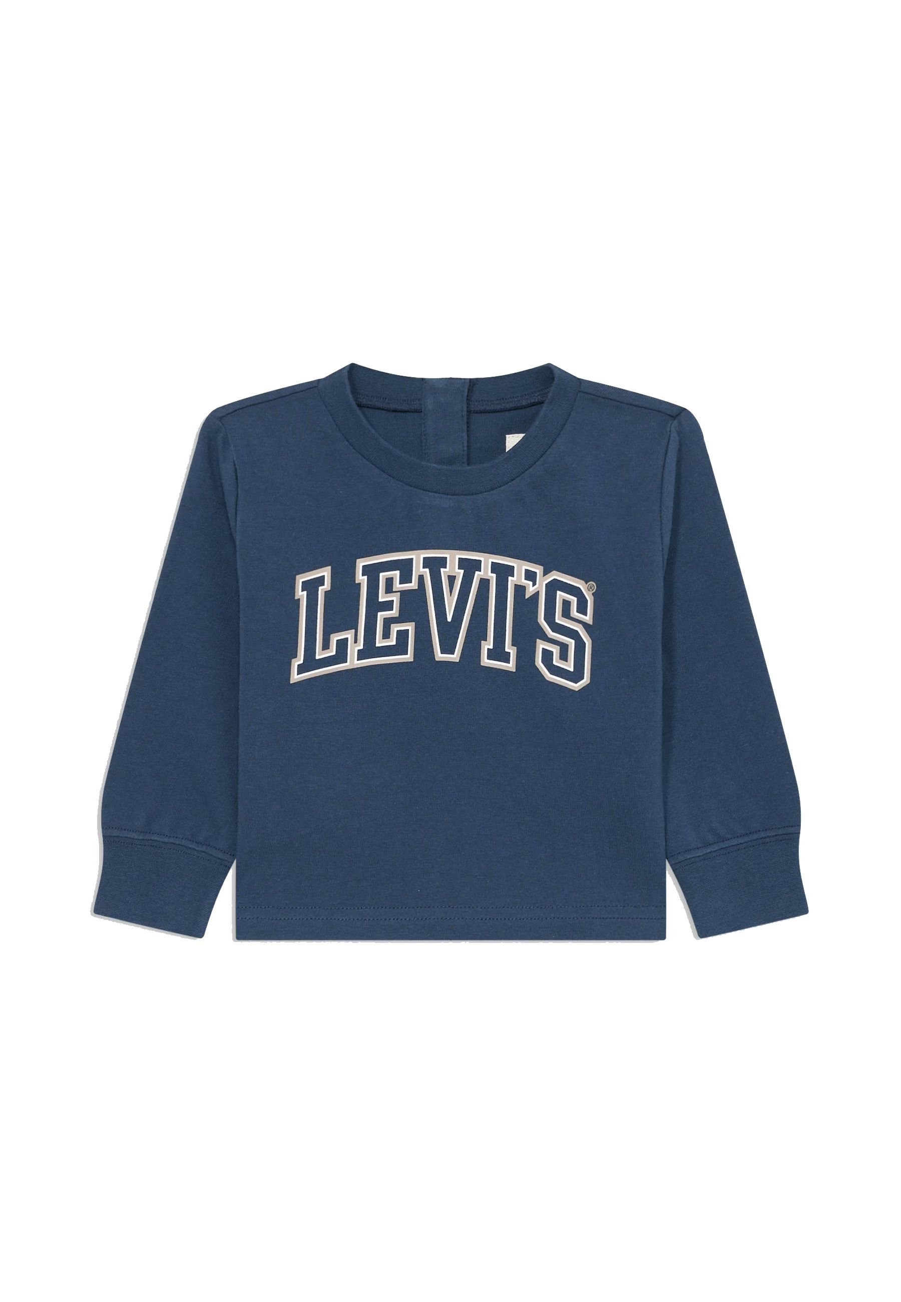 T-shirt girocollo blu con logo college