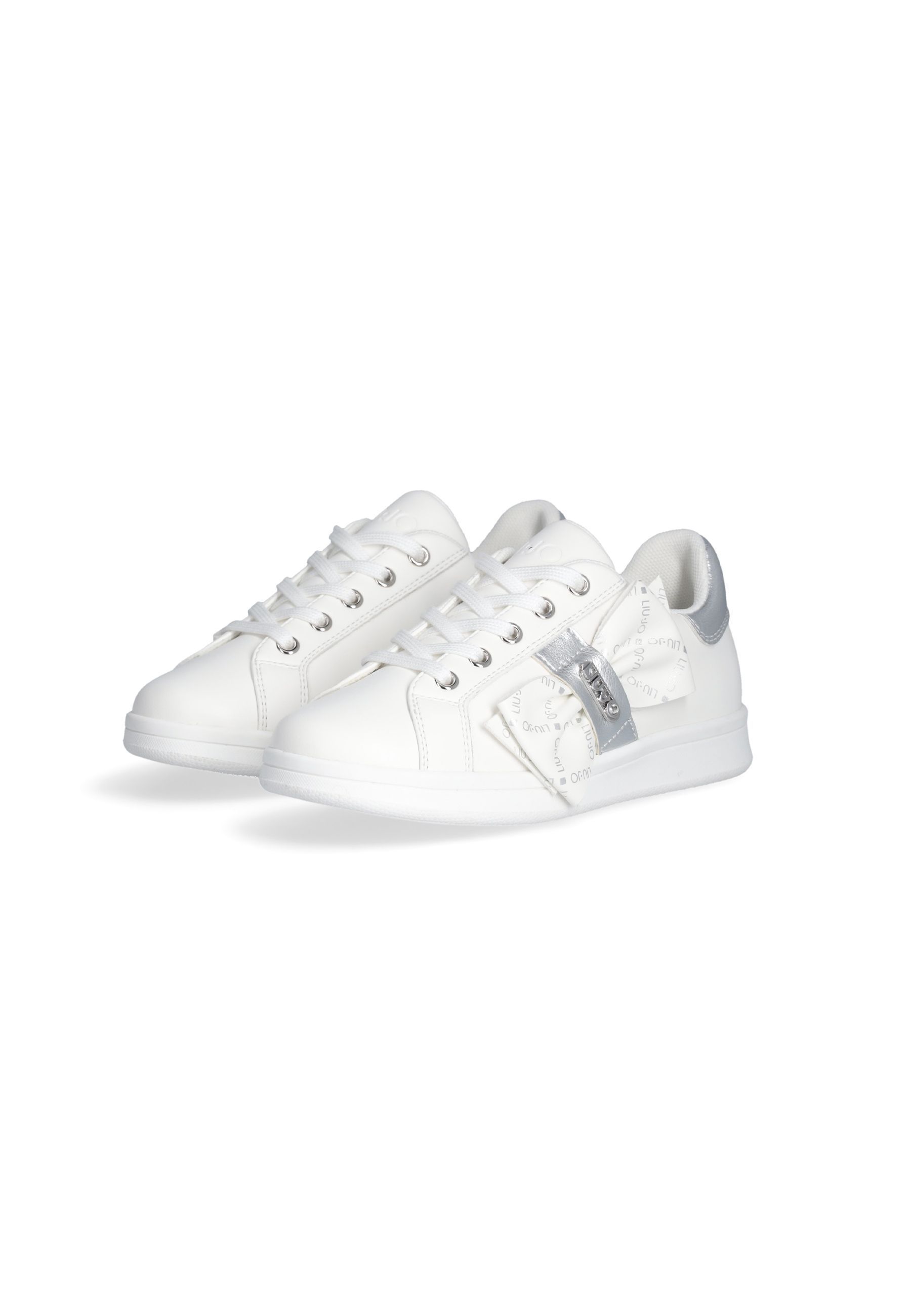 Sneakers binaca argento con maxi fiocco
