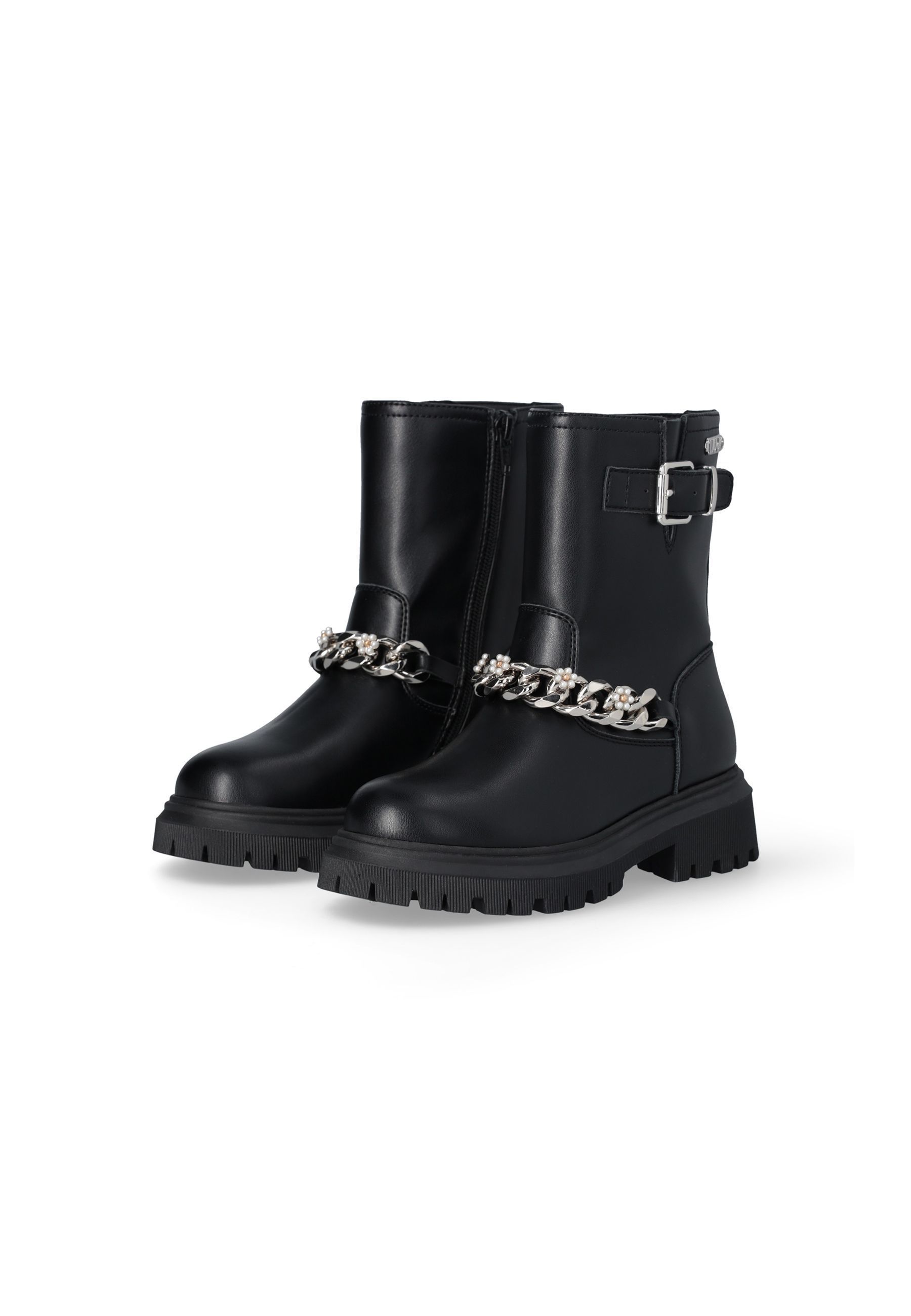 Stivaletti Biker Beige boot con catena gioiello