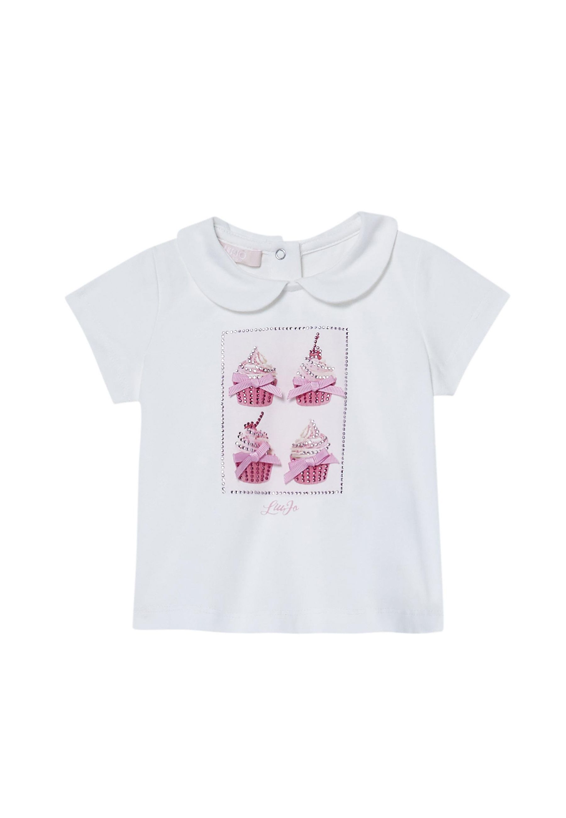 T-shirt girocollo bianca Stampata
