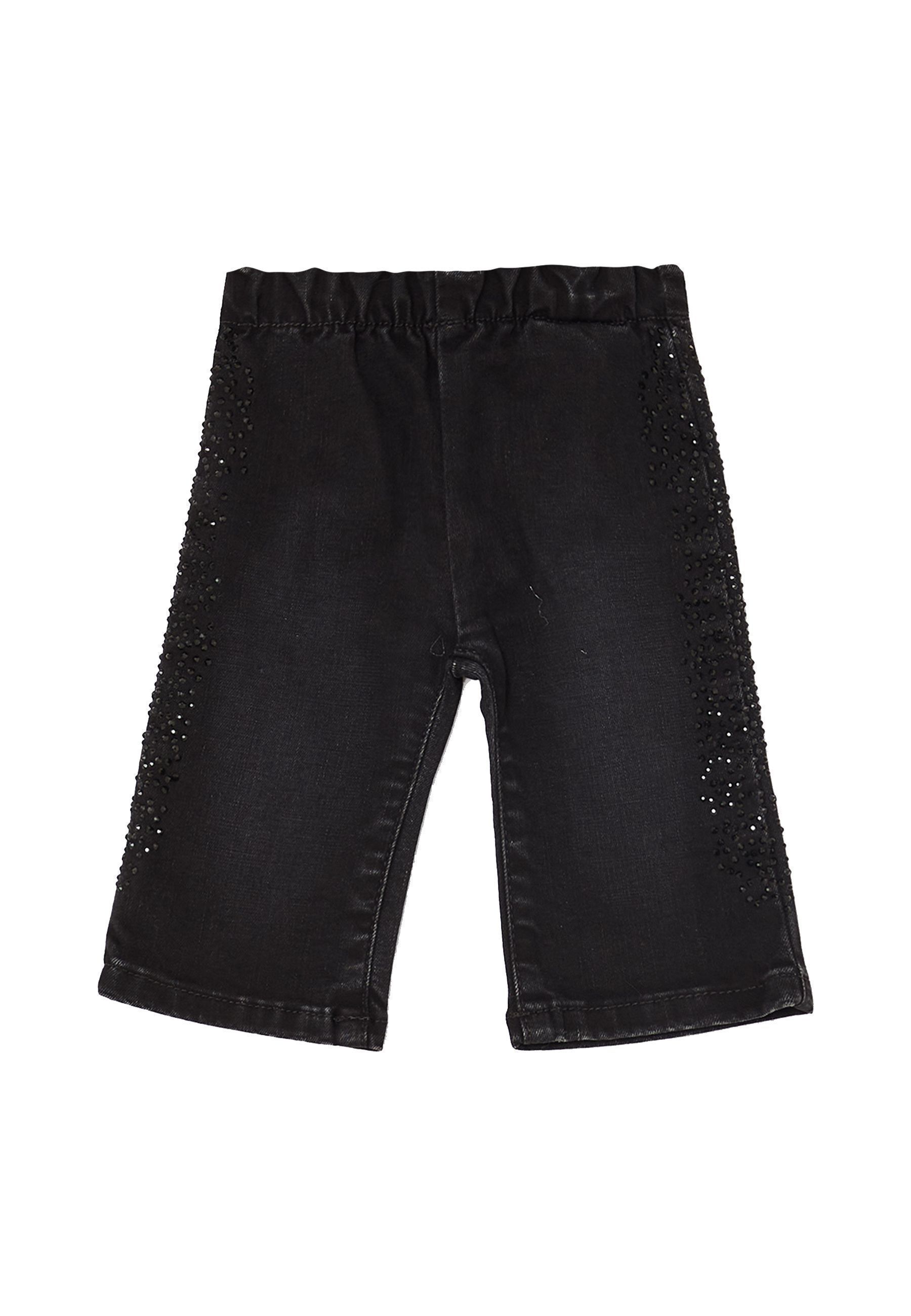 Jeans lavaggio scuro con Strass per neonata
