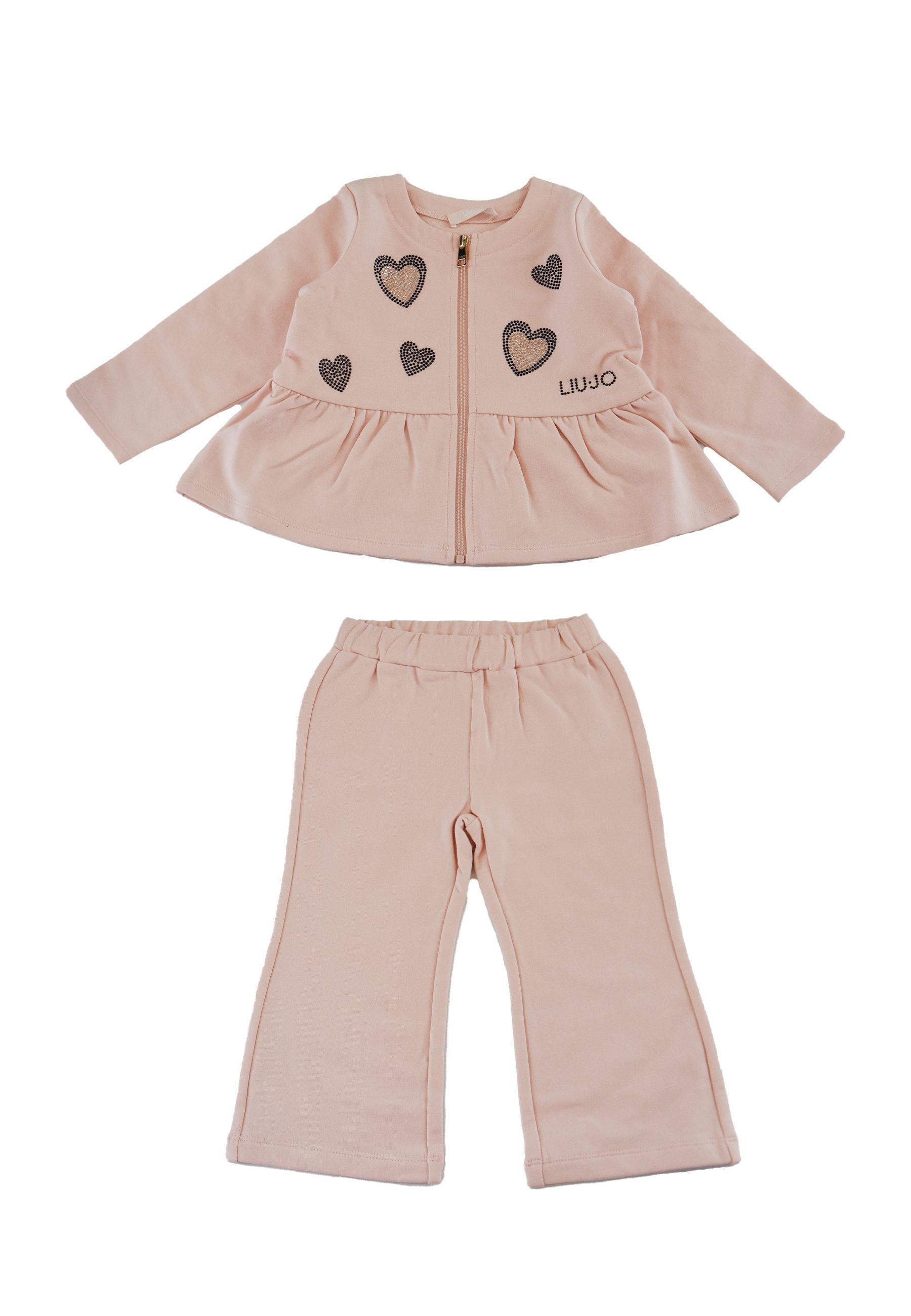 Completo Sportivo felpa aperta e pantalone rosa Satin