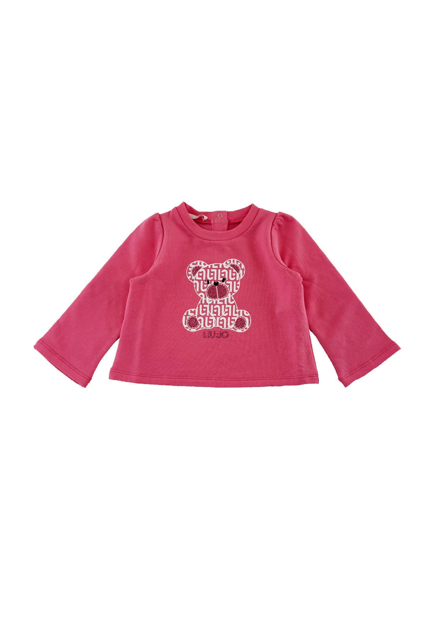 Felpa girocollo Rosa con logo Orsetto frontale