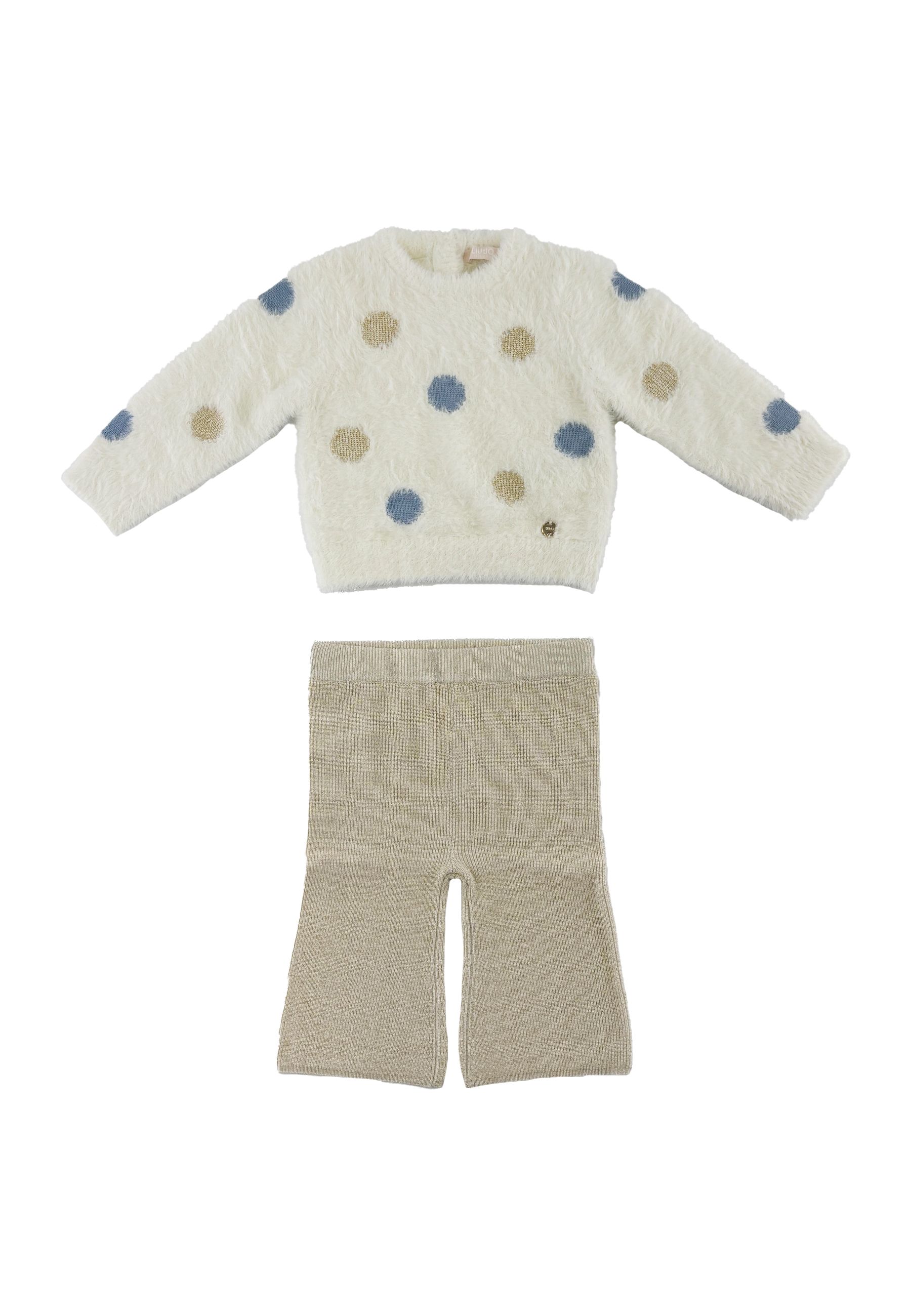 Completo Sportivo in maglia rasata a pois e pantalone in filo