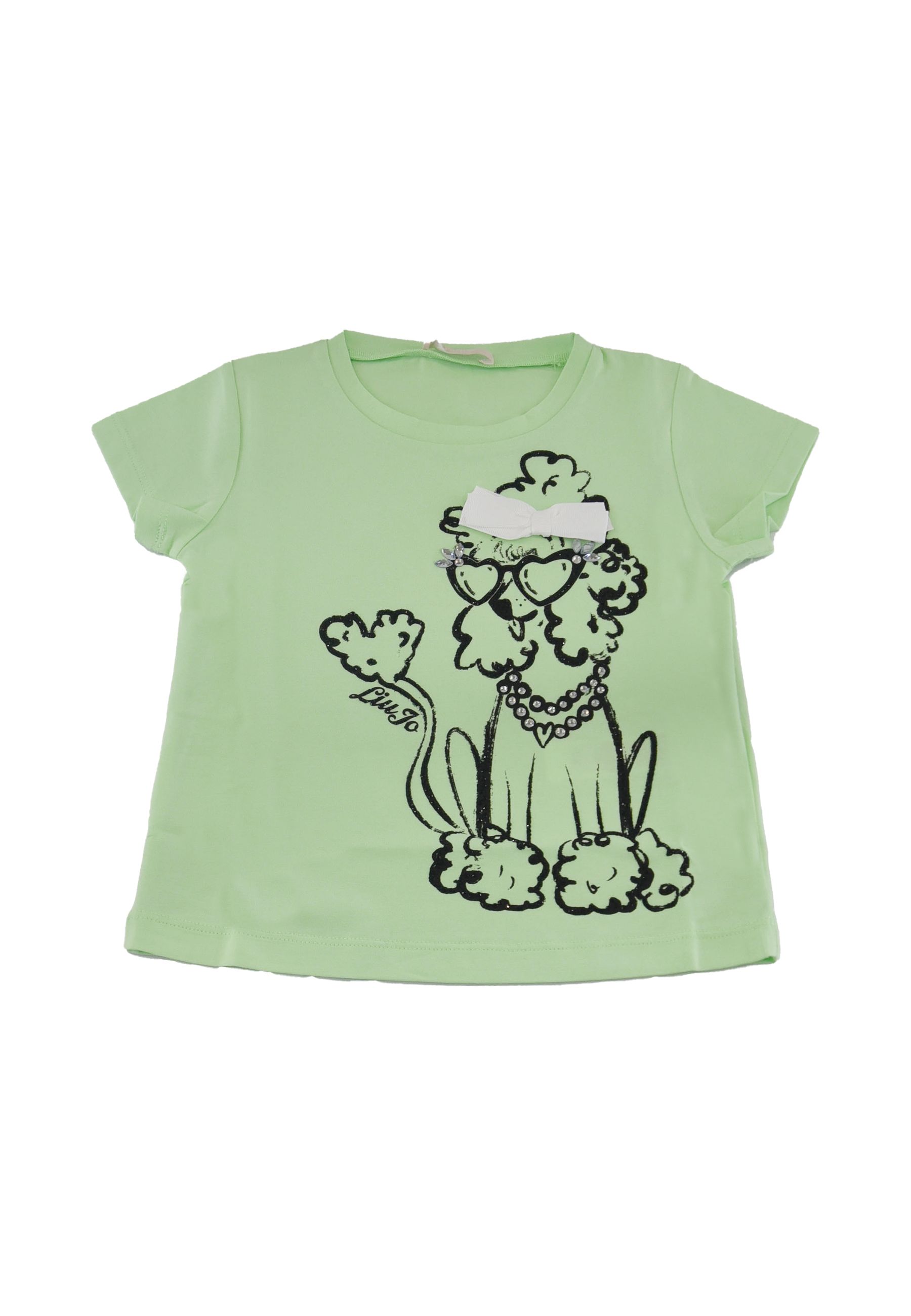 T-shirt girocollo con Stampa Cagnolino