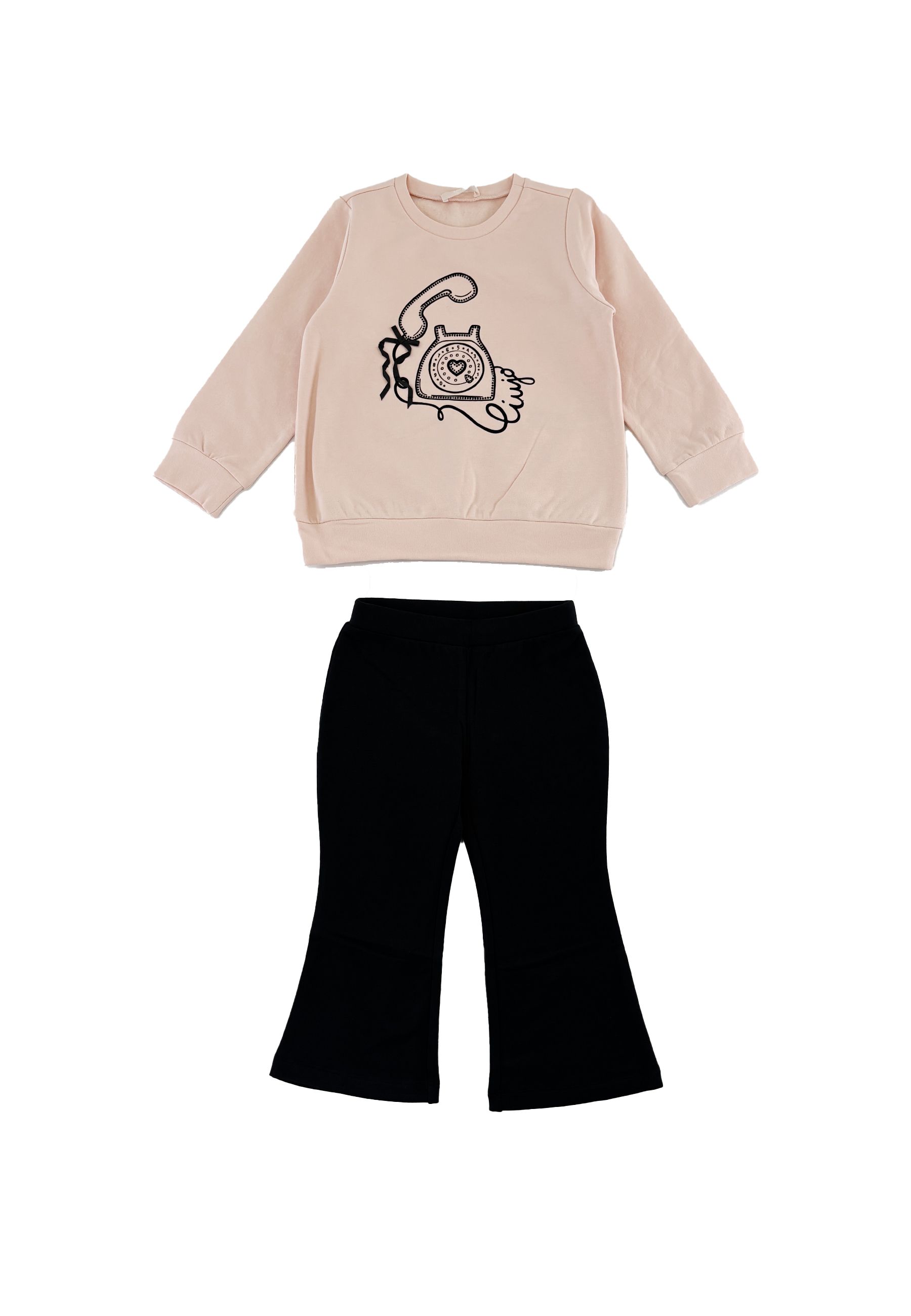 Completo Sportivo felpa Rosa e pantalone Nero