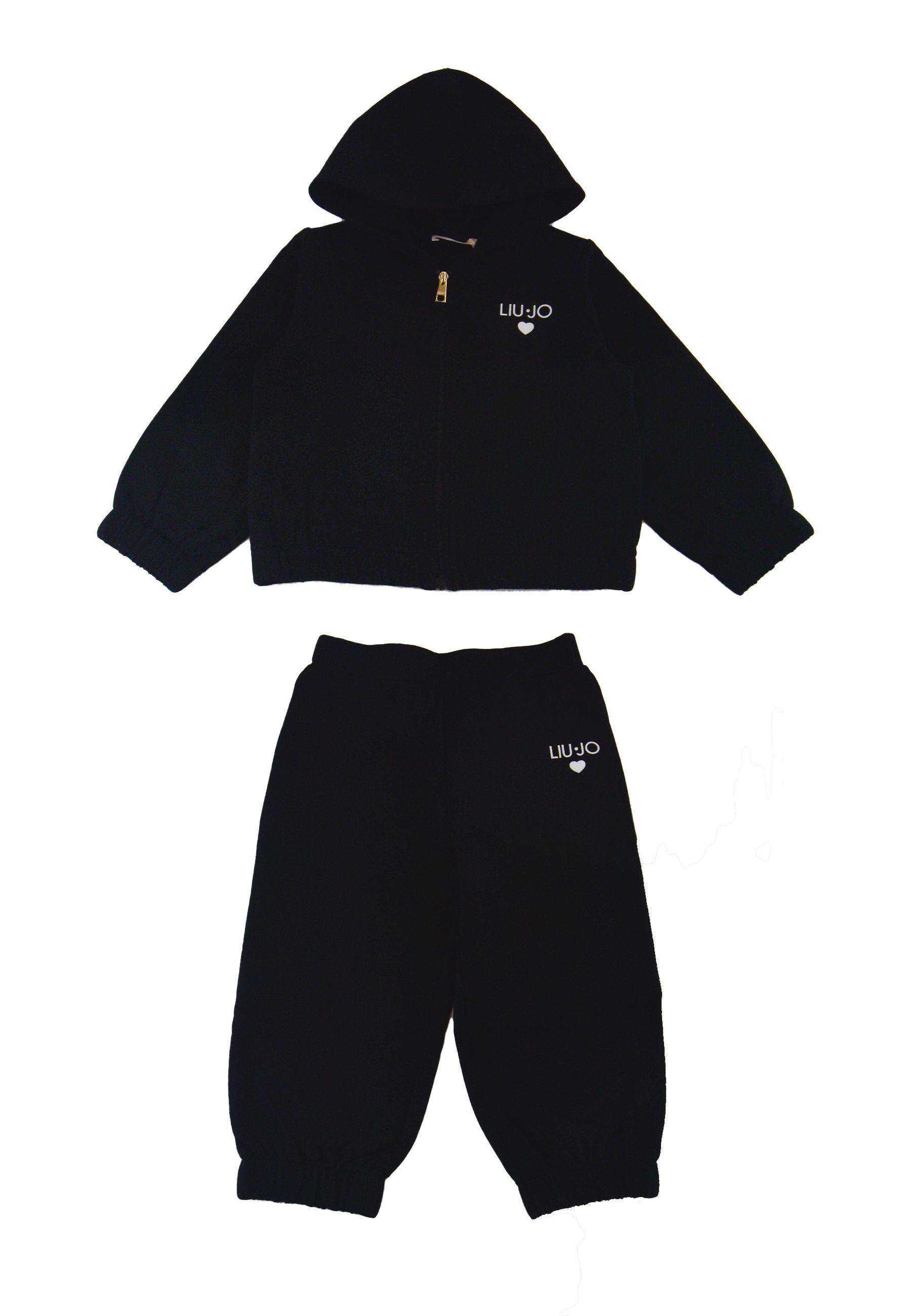 Completo Sportivo Nero in felpa Zip con pantalone