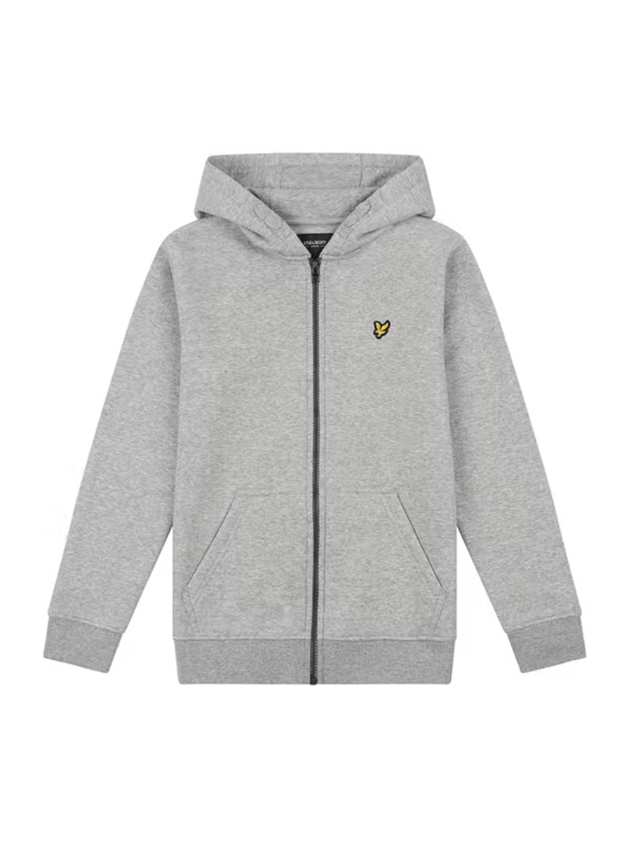 Felpa full zip con cappuccio e patch logo applicato