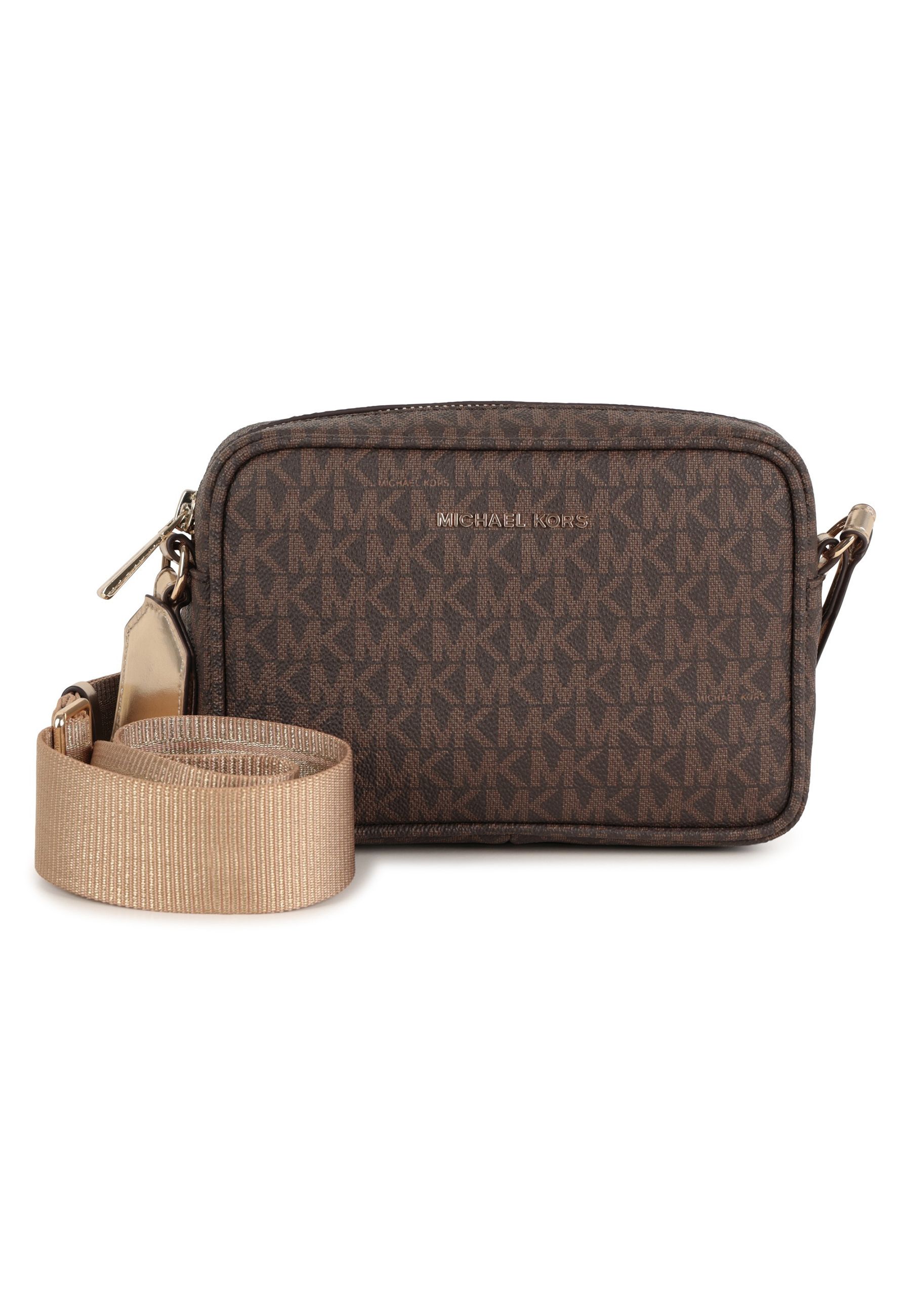 Borsa raffinata targhetta metallica con marchio tracolla regolabile in jacquard
