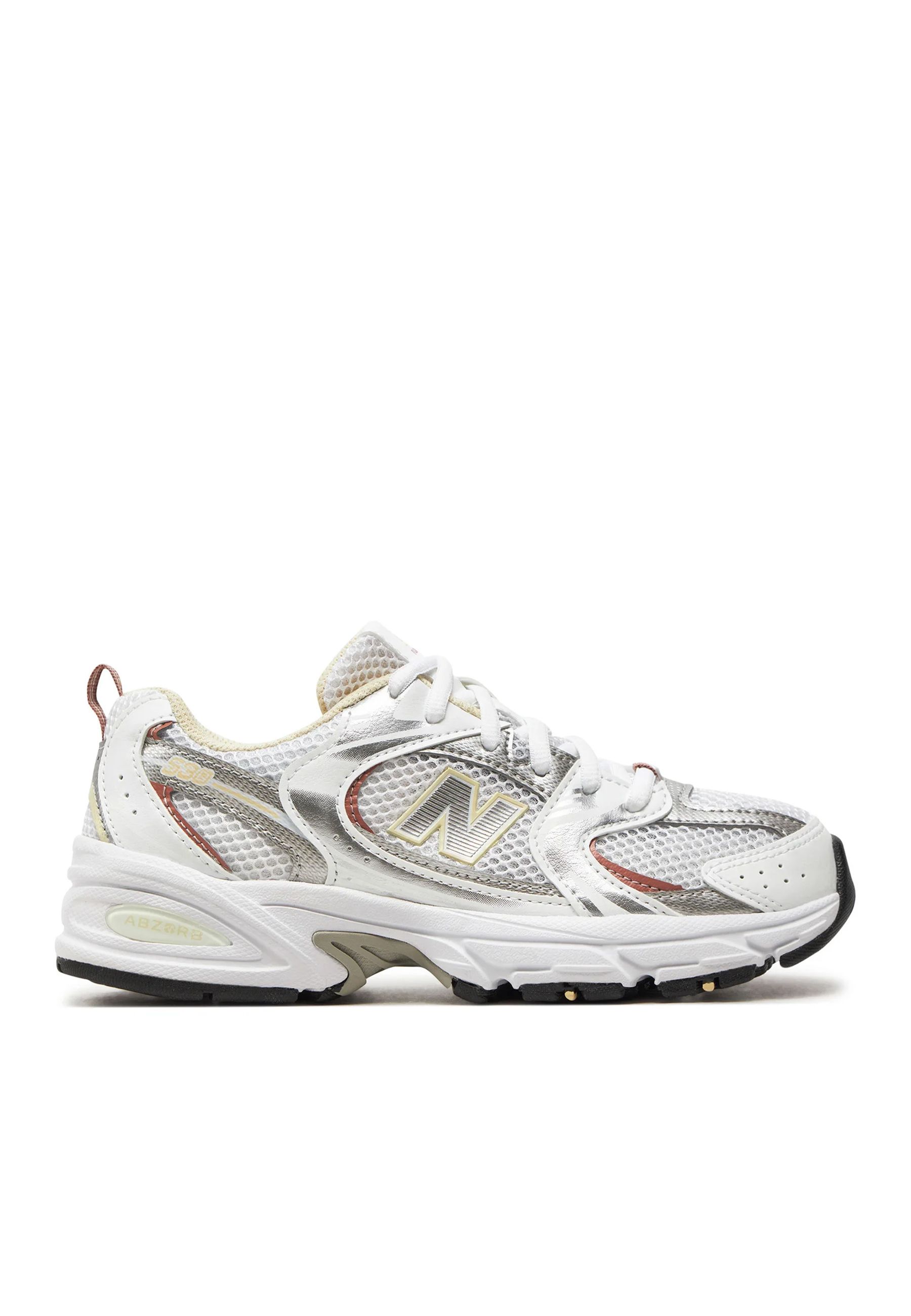Sneakers modello 530 bianca beige metallo