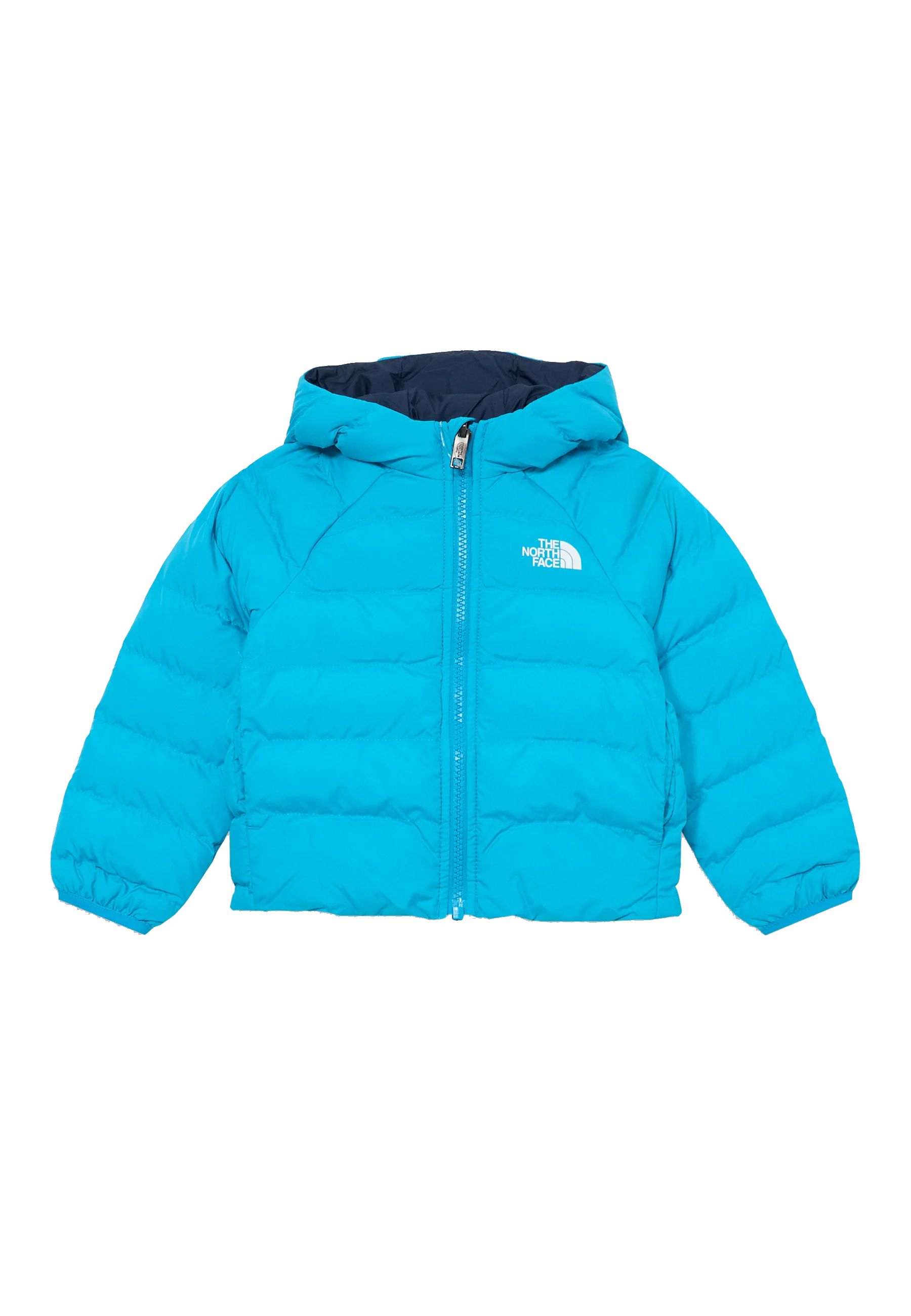 Giubbino per bambini reversibile blu con cappuccio
