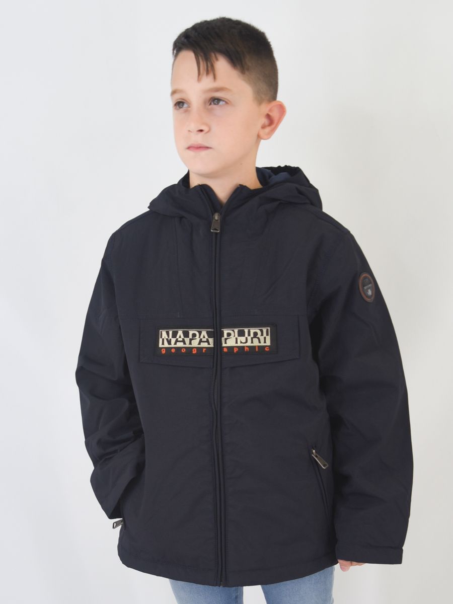 Giubbino  full zip con Cappuccio e Patta Logo