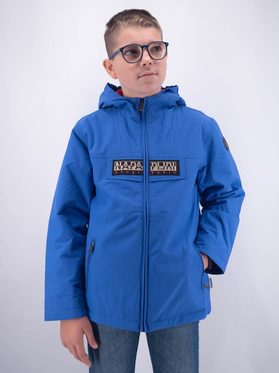 Giubbino  full zip con Cappuccio e Patta Logo