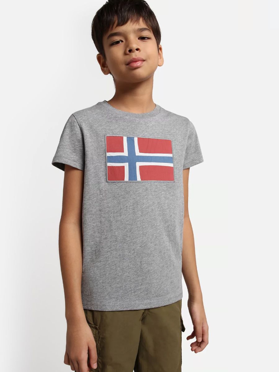T-shirt a manica corta con stampa frontale bandiera