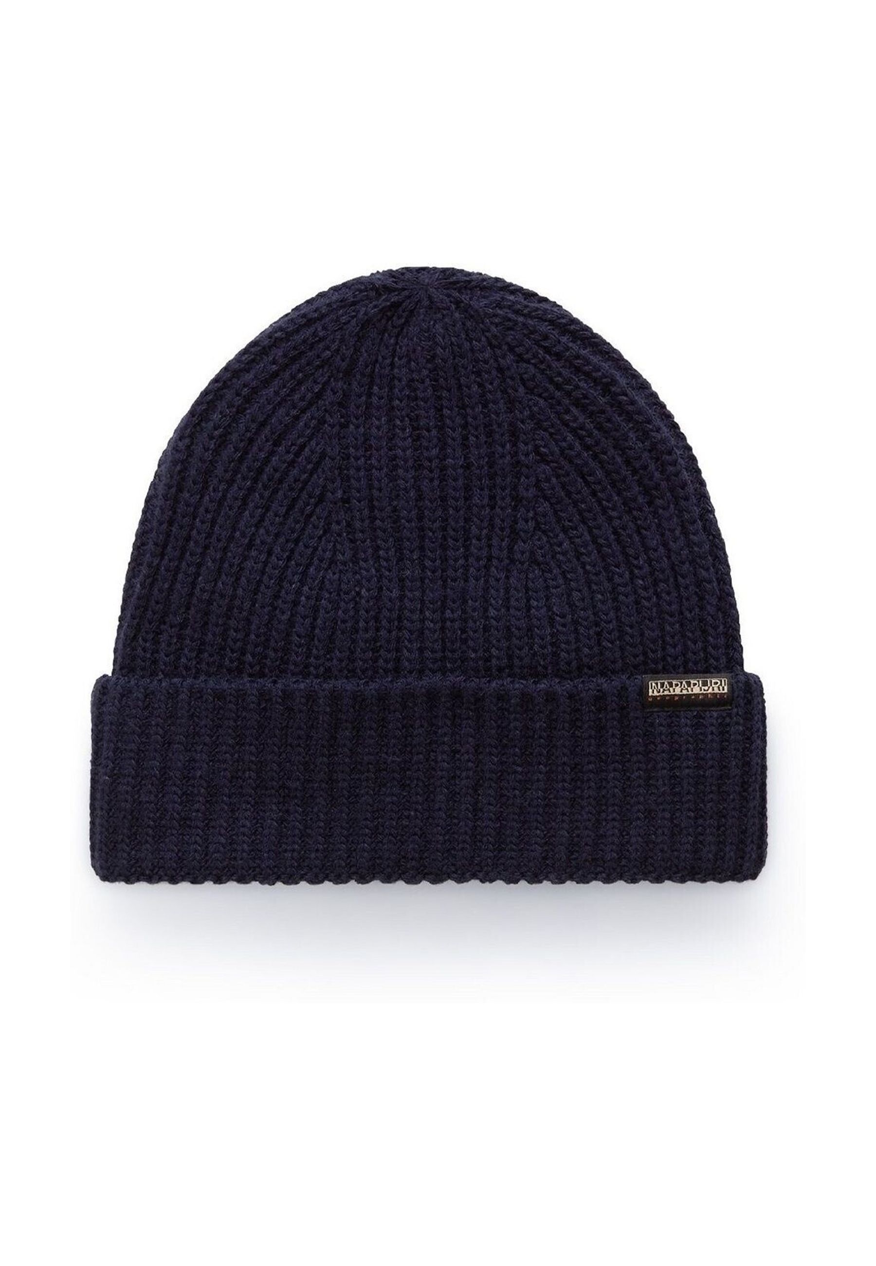 Cappello in maglia a costine blu