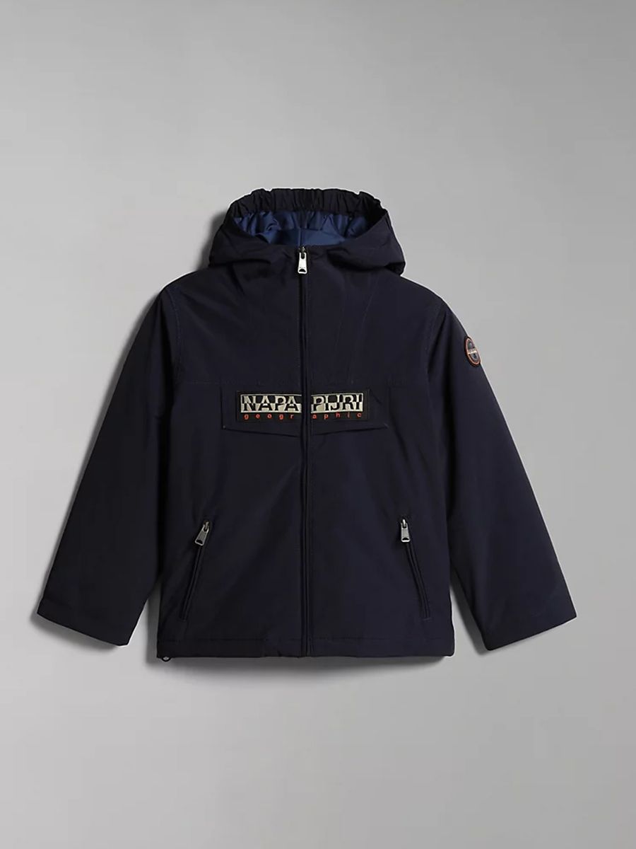 Giubbino  full zip con Cappuccio e Patta Logo