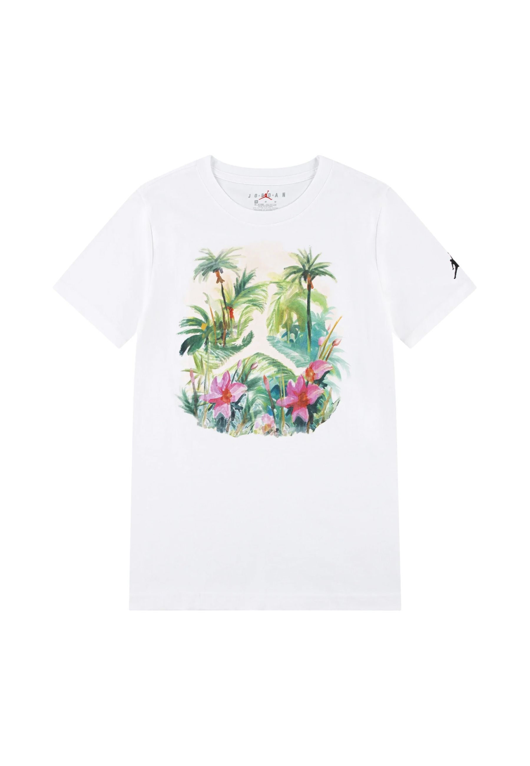 T-shirt girocollo Bianca con Stampa Floreale