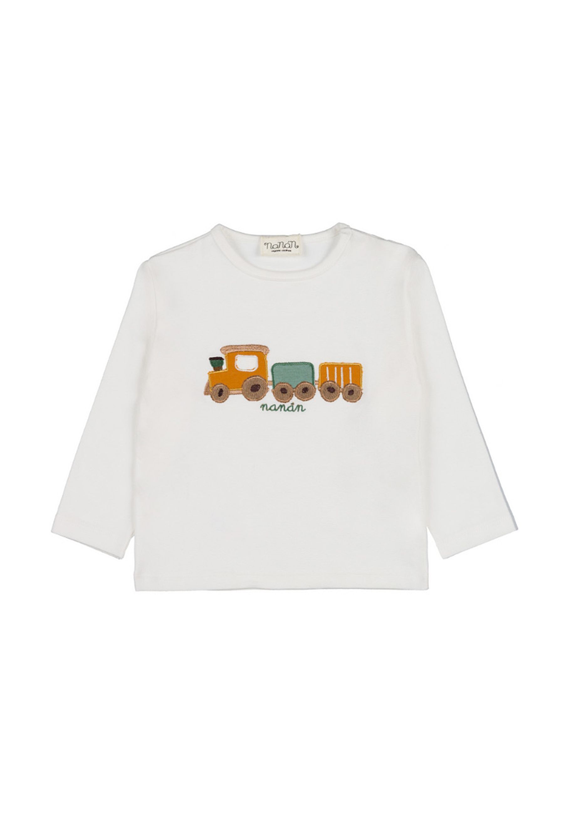 T-shirt manica lunga bianca con trenino