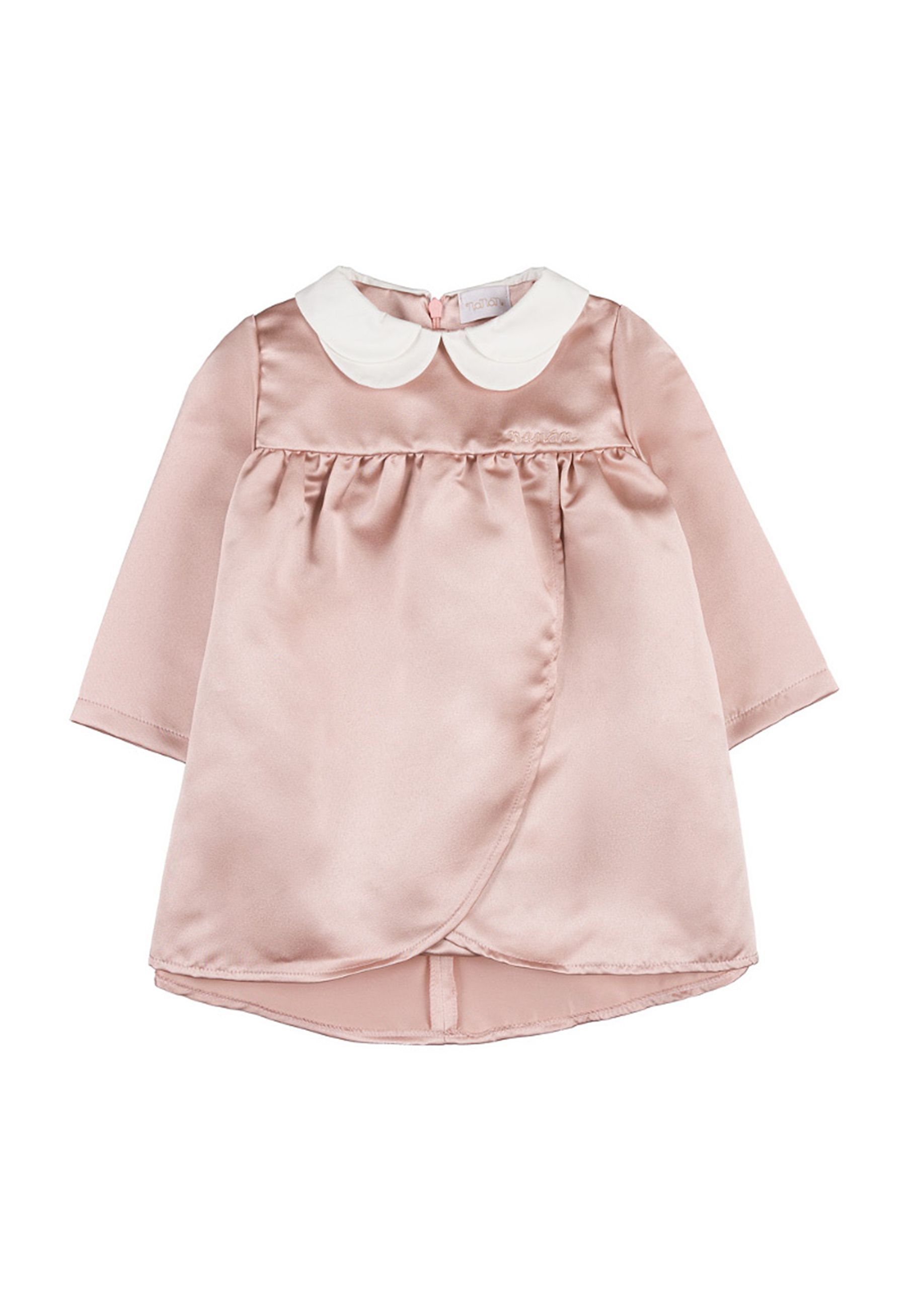 Abito rosa a body con doppio colletto