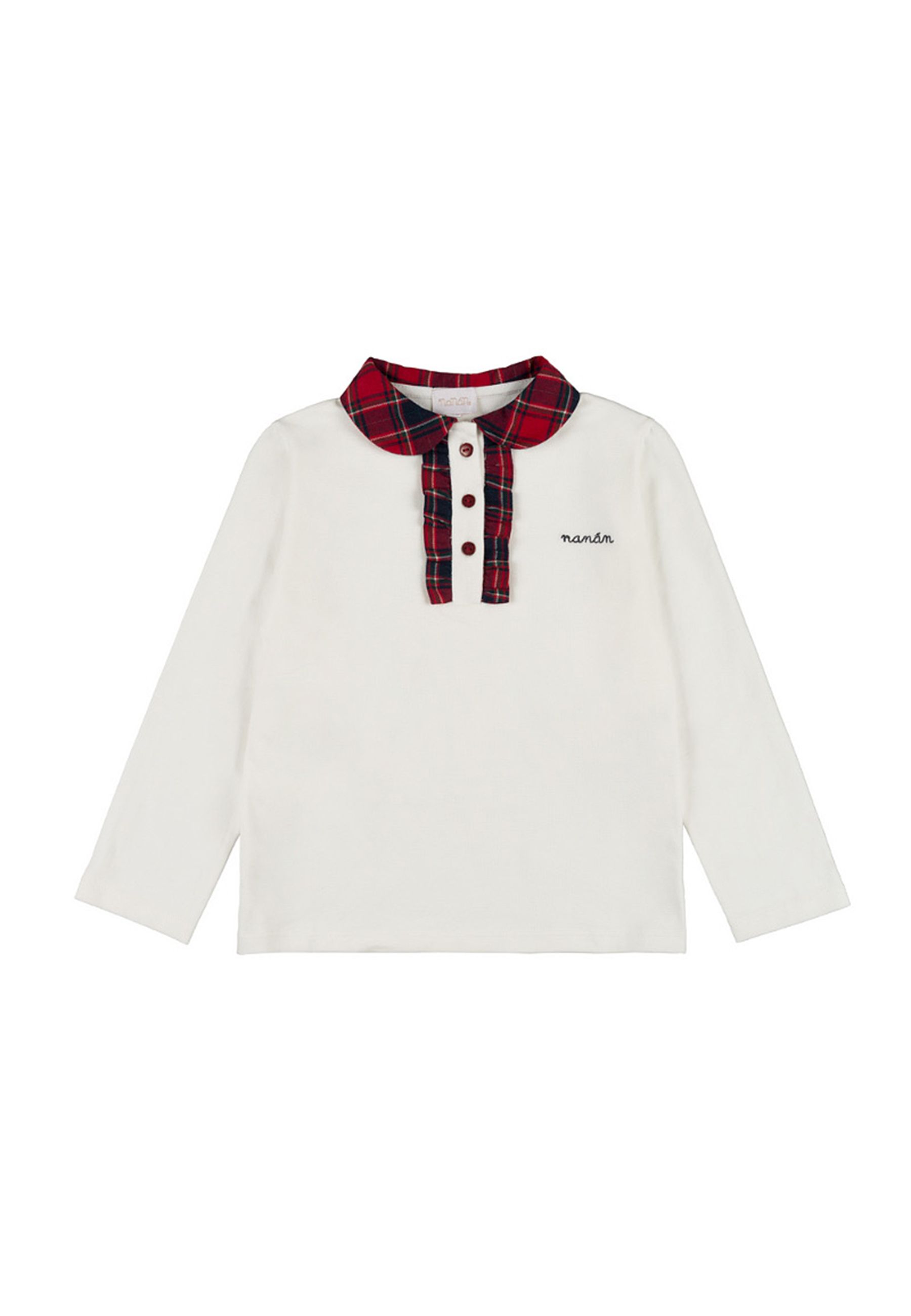 Polo con decorazioni tartan tre bottoni