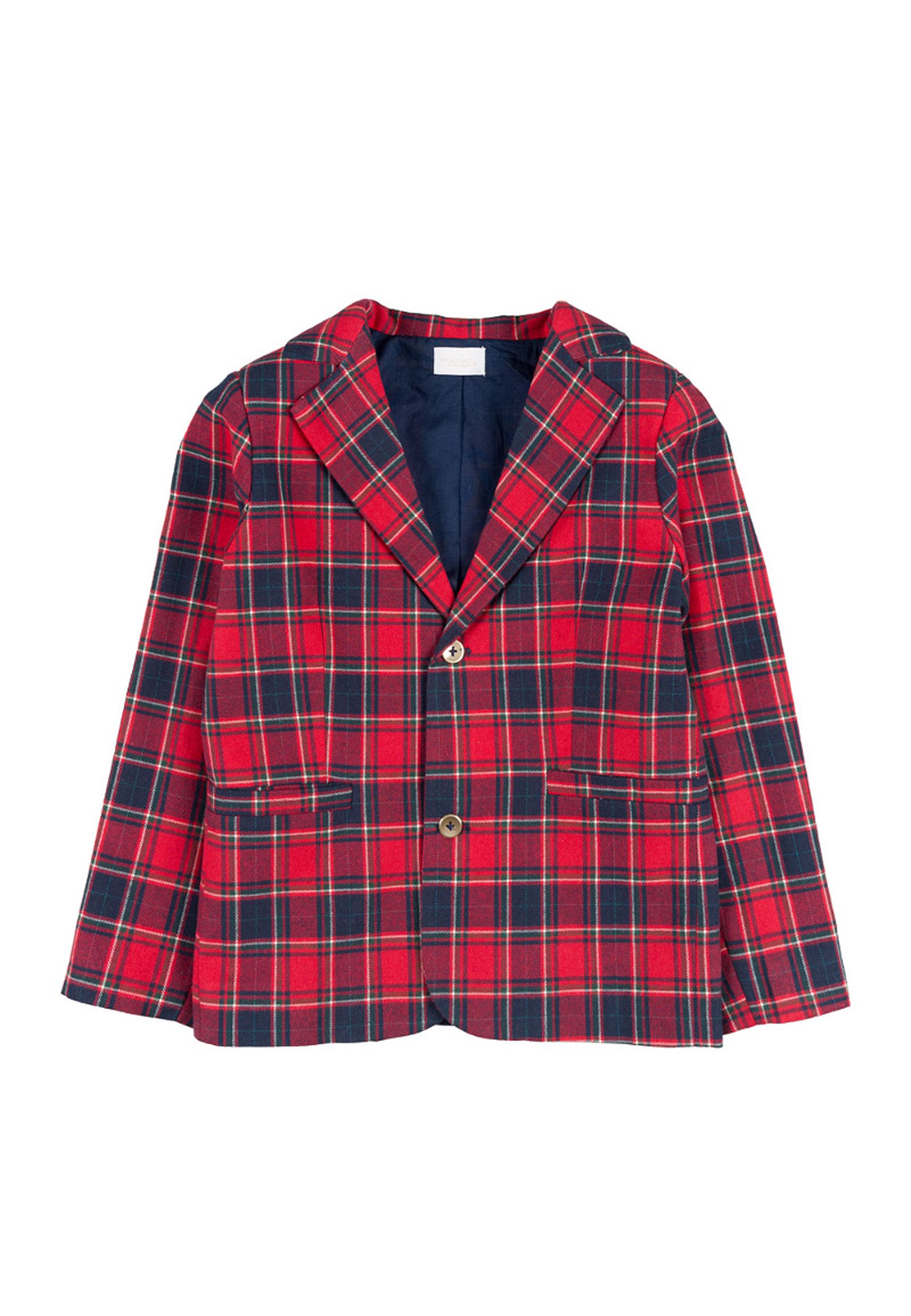 Giacca Tartan due bottoni rosso blu