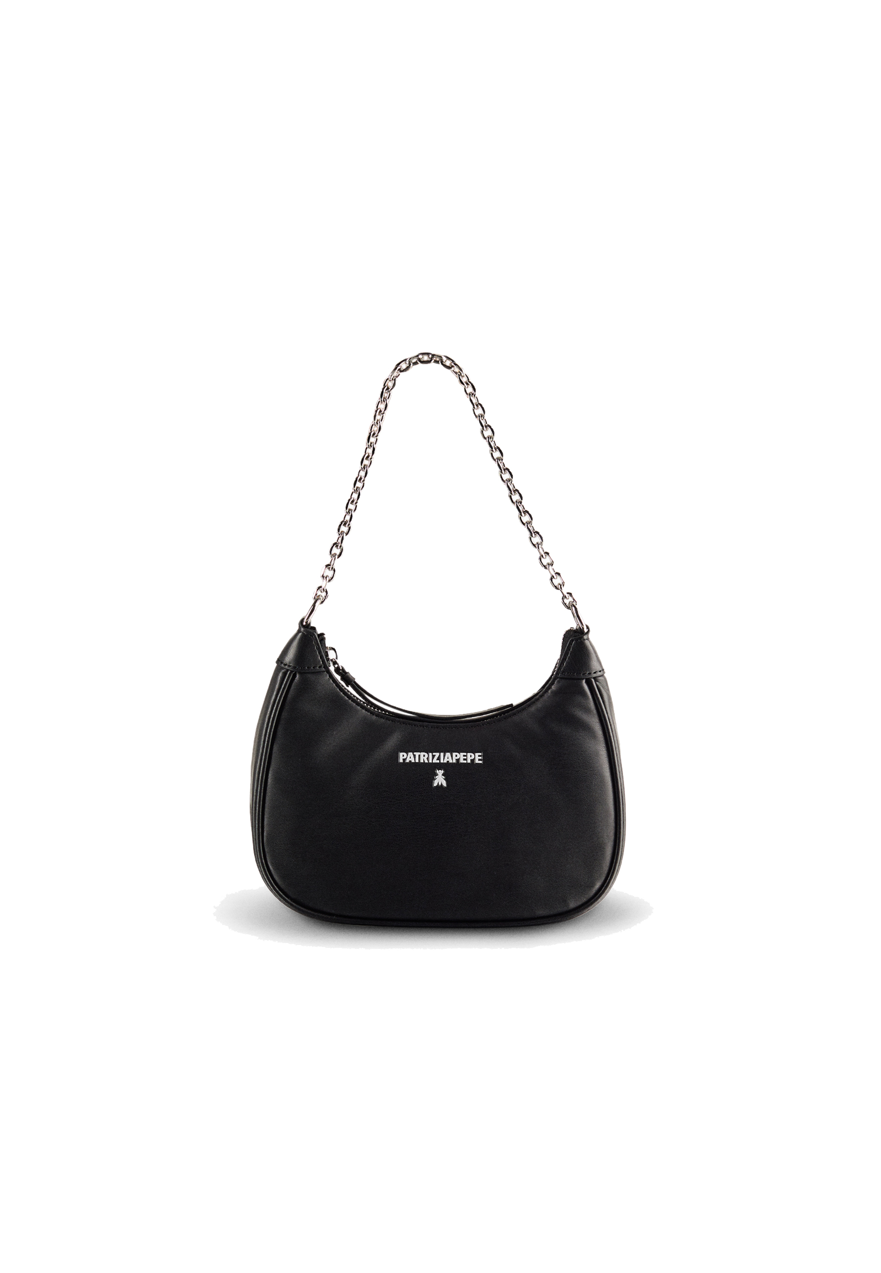 Borsa Nera con tracolla in metallo