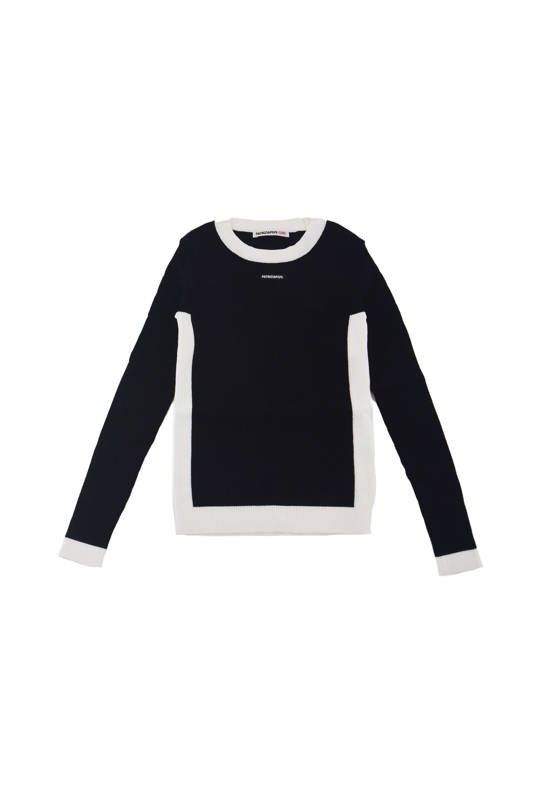 Maglia a costina bicolore Bianco e Nero