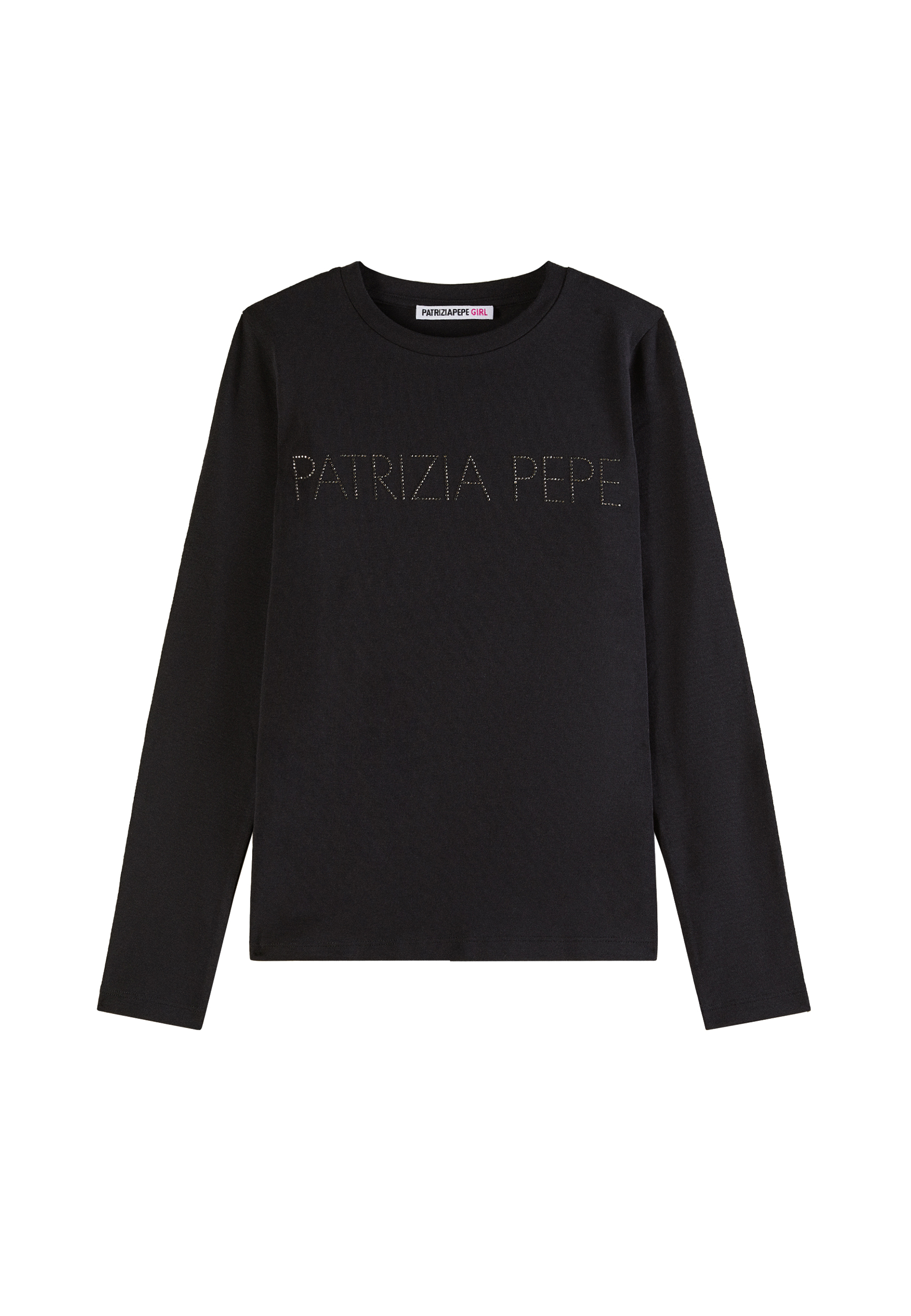 T-shirt girocollo con logo Strass 