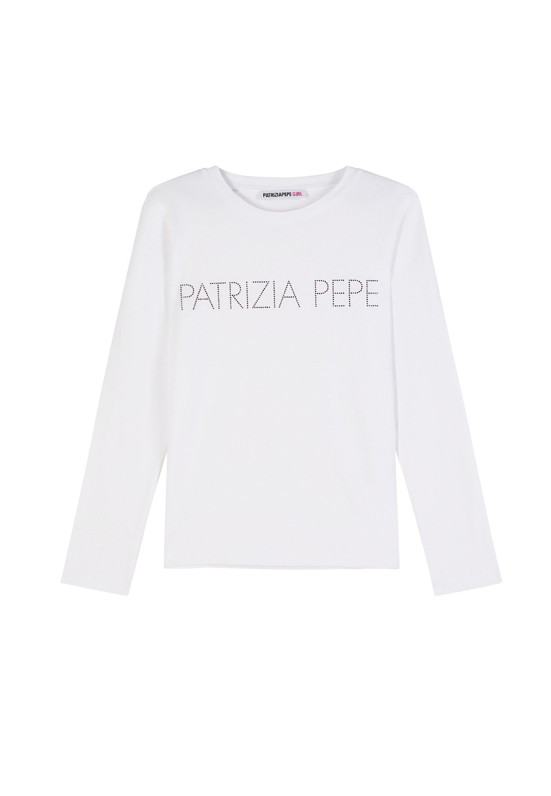 T-shirt girocollo con logo Strass 