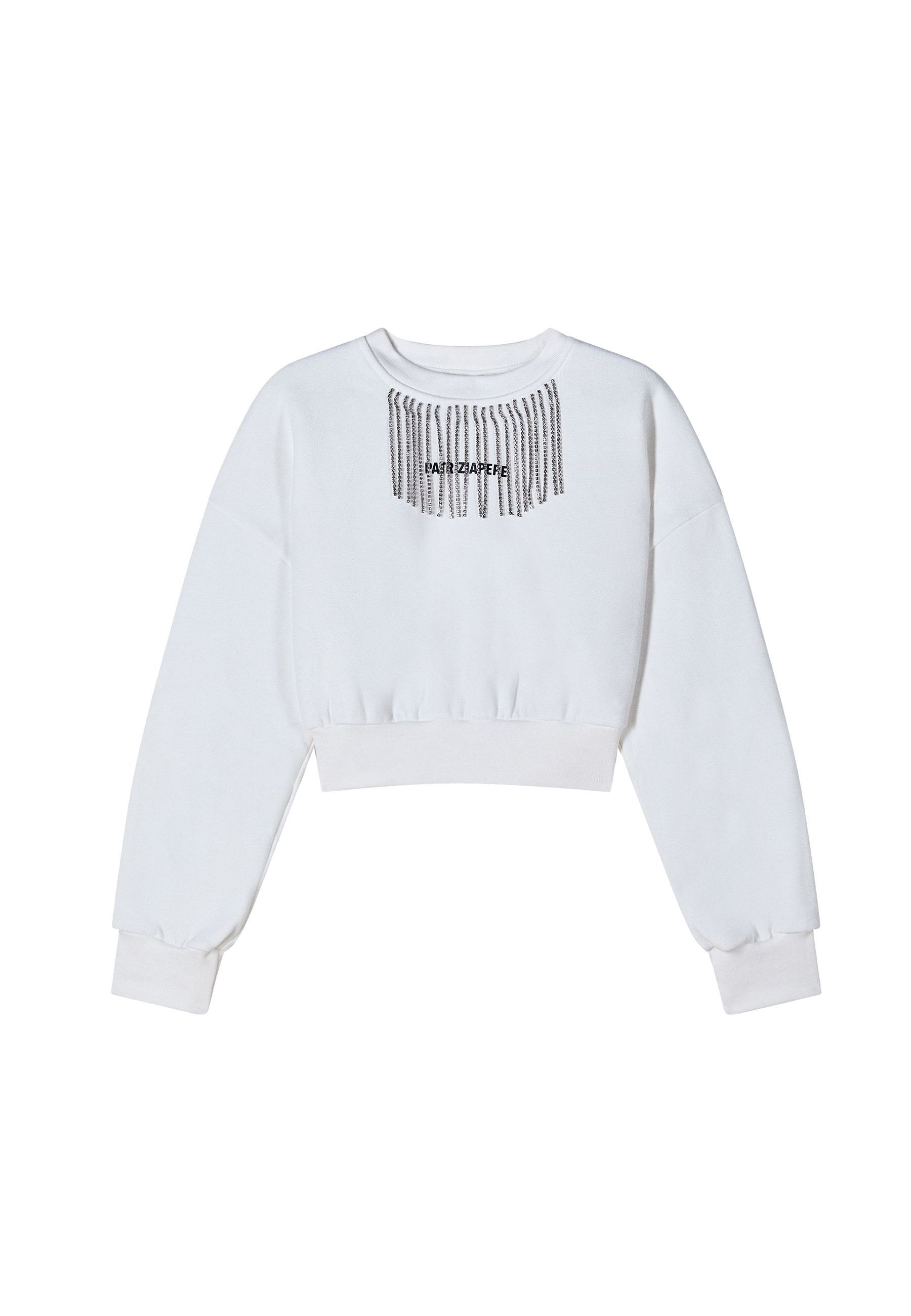 Felpa girocollo Nera con logo Strass
