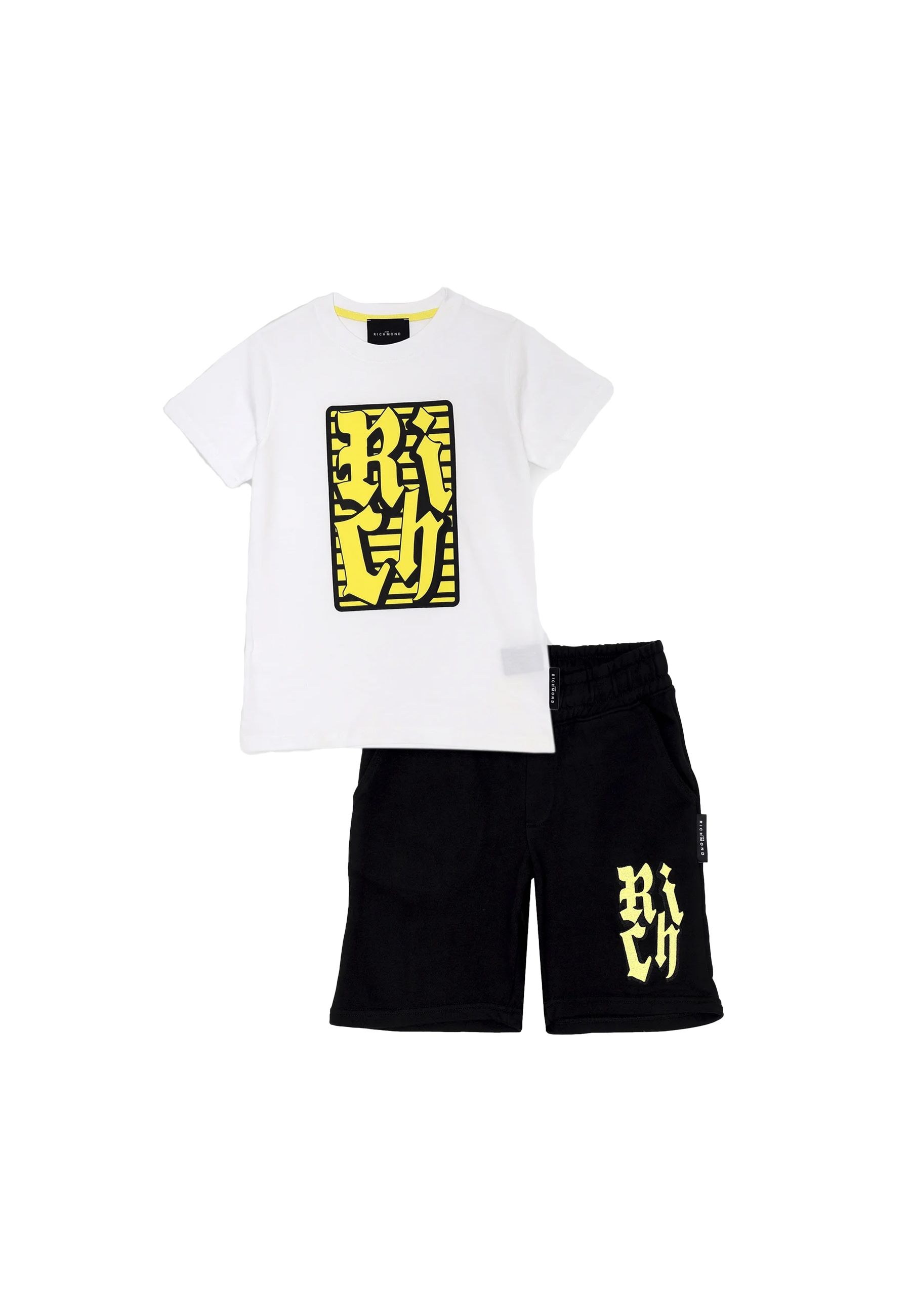 Completo Sportivo set t-shirt e bermuda Bianco Nero