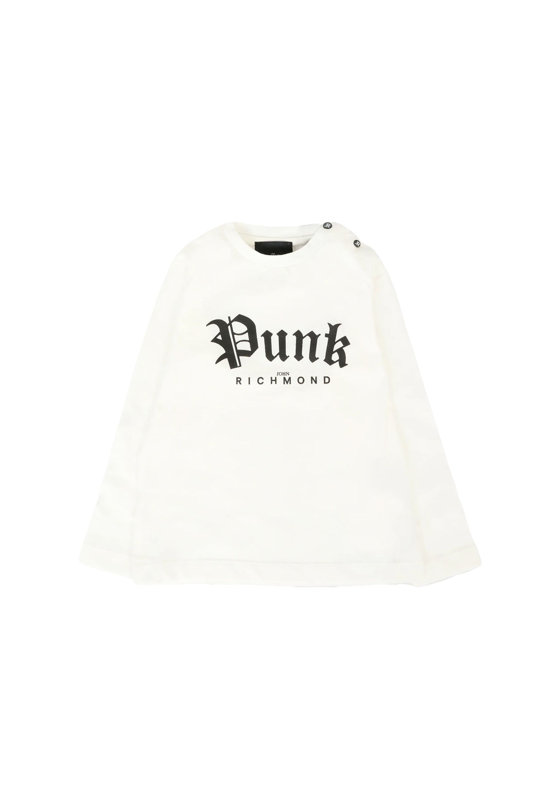T-shirt girocollo bianca manica lunga con stampa