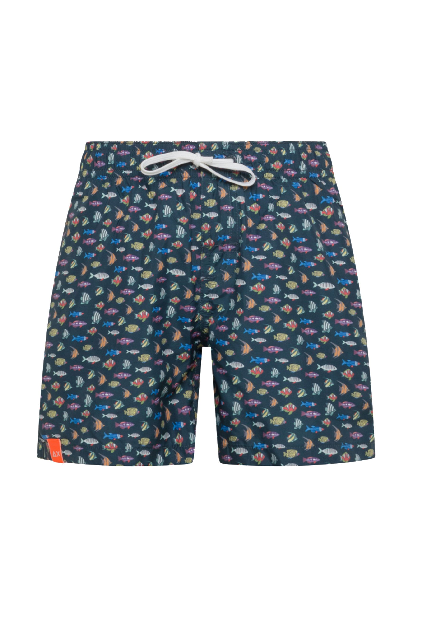 Costume Boxer mare in nylon bianco fantasia Tennis