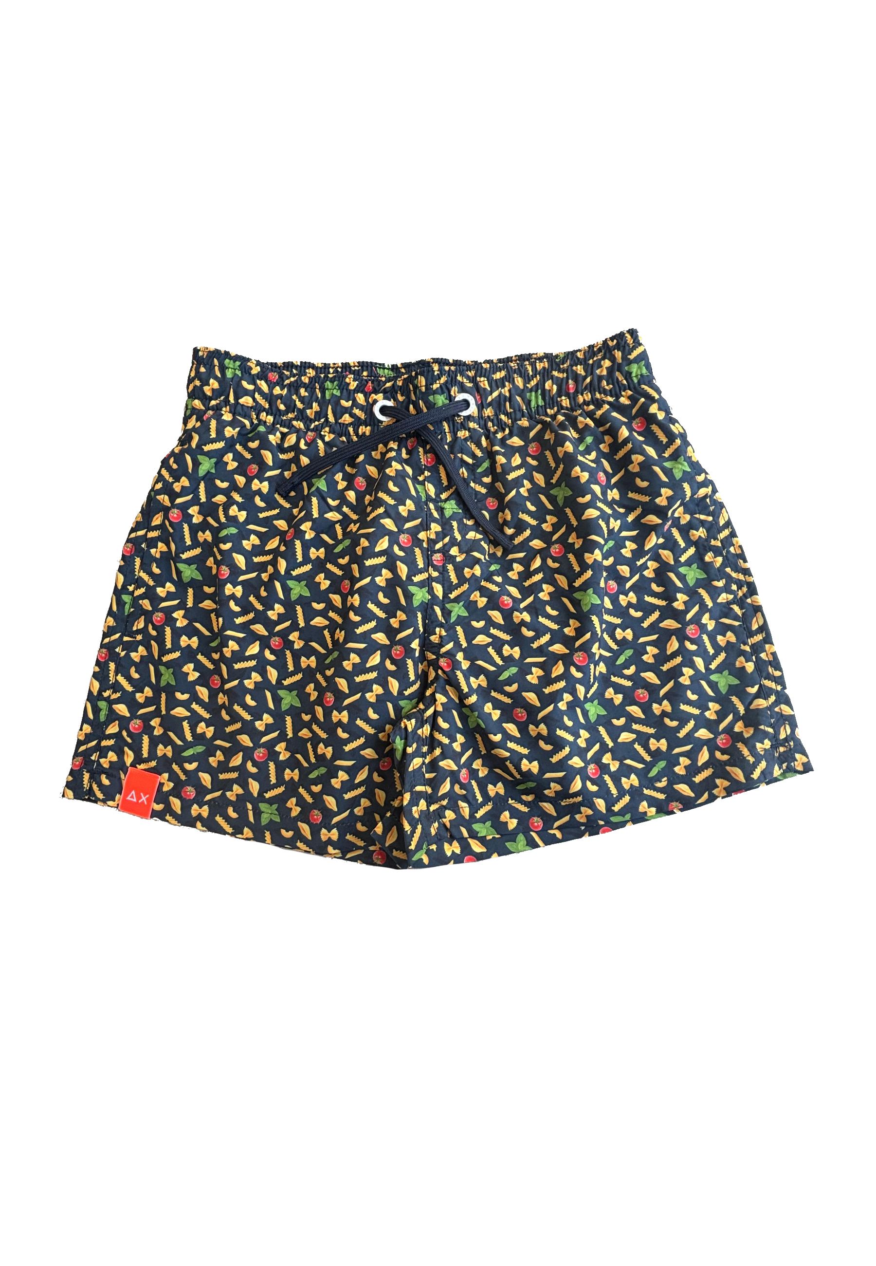 Costume Boxer mare in nylon bianco fantasia Tennis