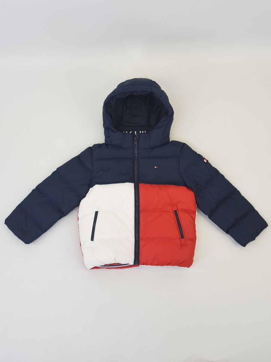 Piumino fullzip con cappuccio e mini ricamo logo