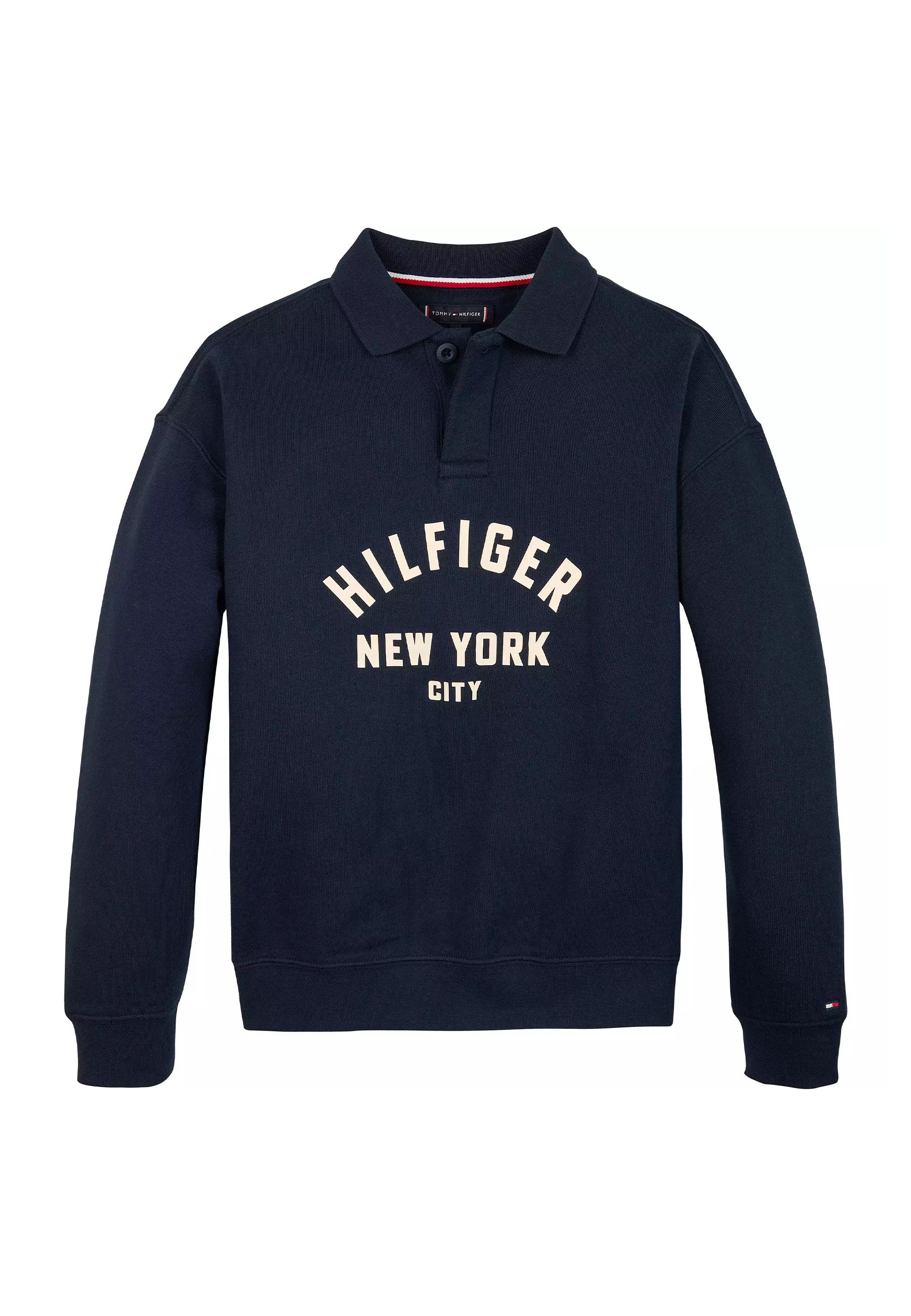 Felpa blu con grafica hilfiger