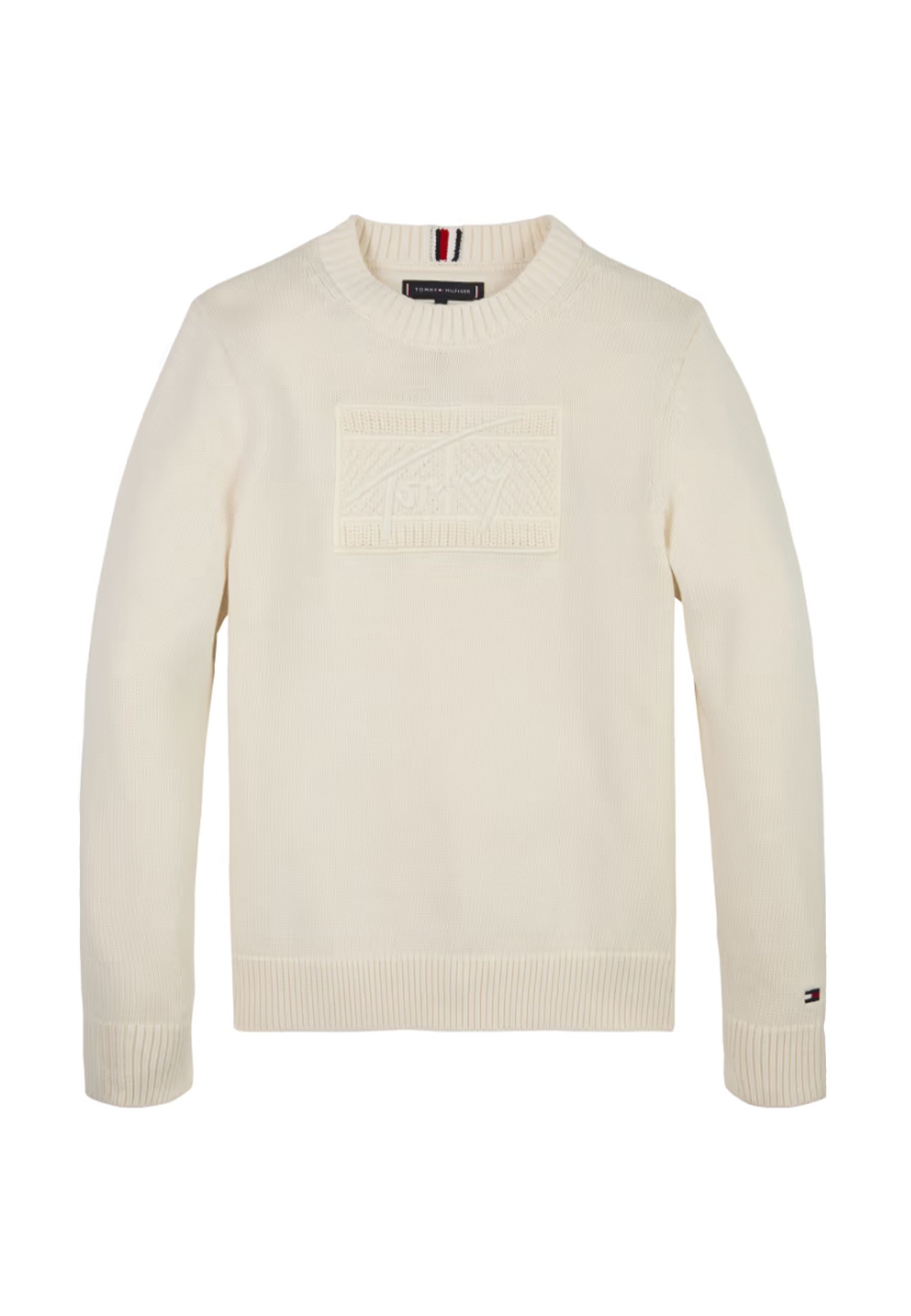 Maglia girocollo in cotone tinta unita Avorio