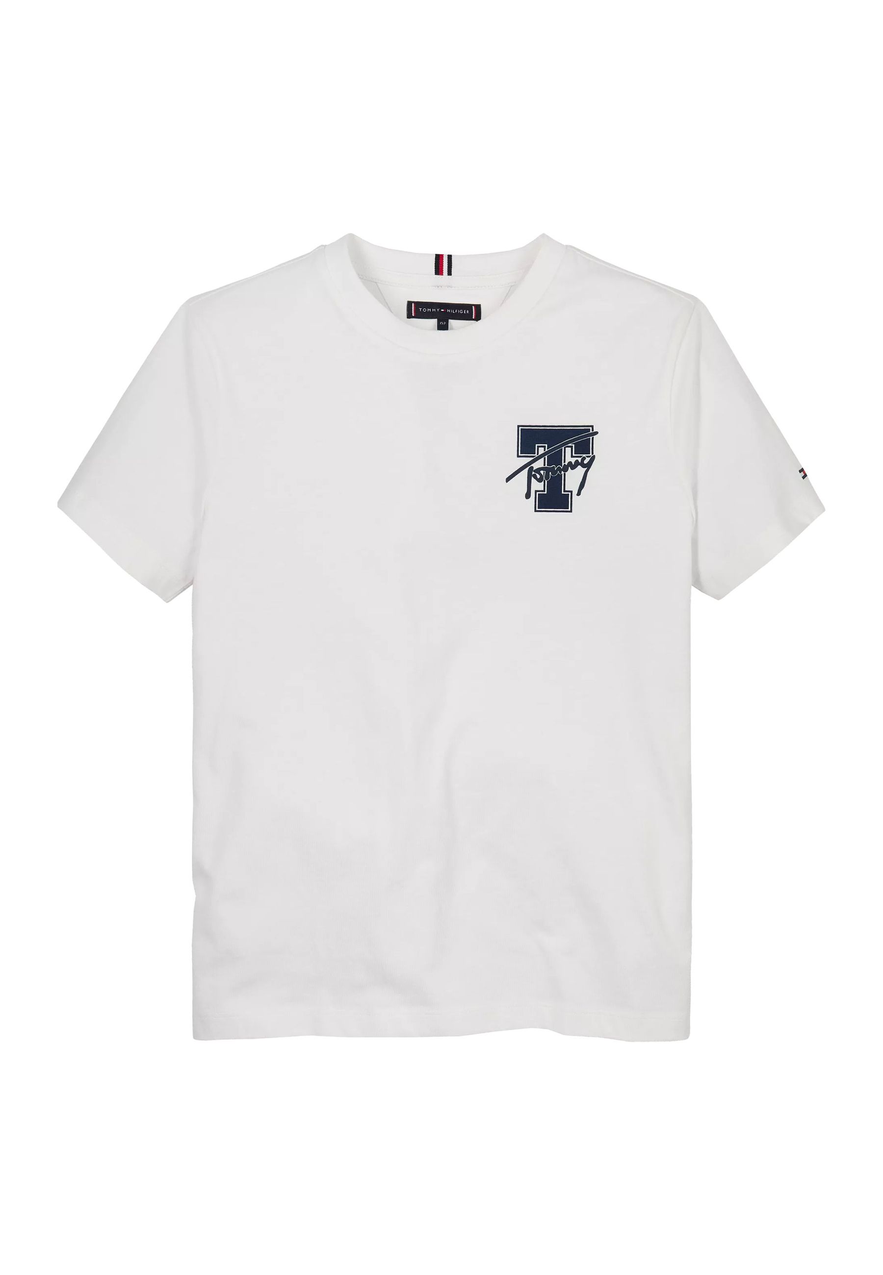 T-shirt girocollo blu classico logo ricamato