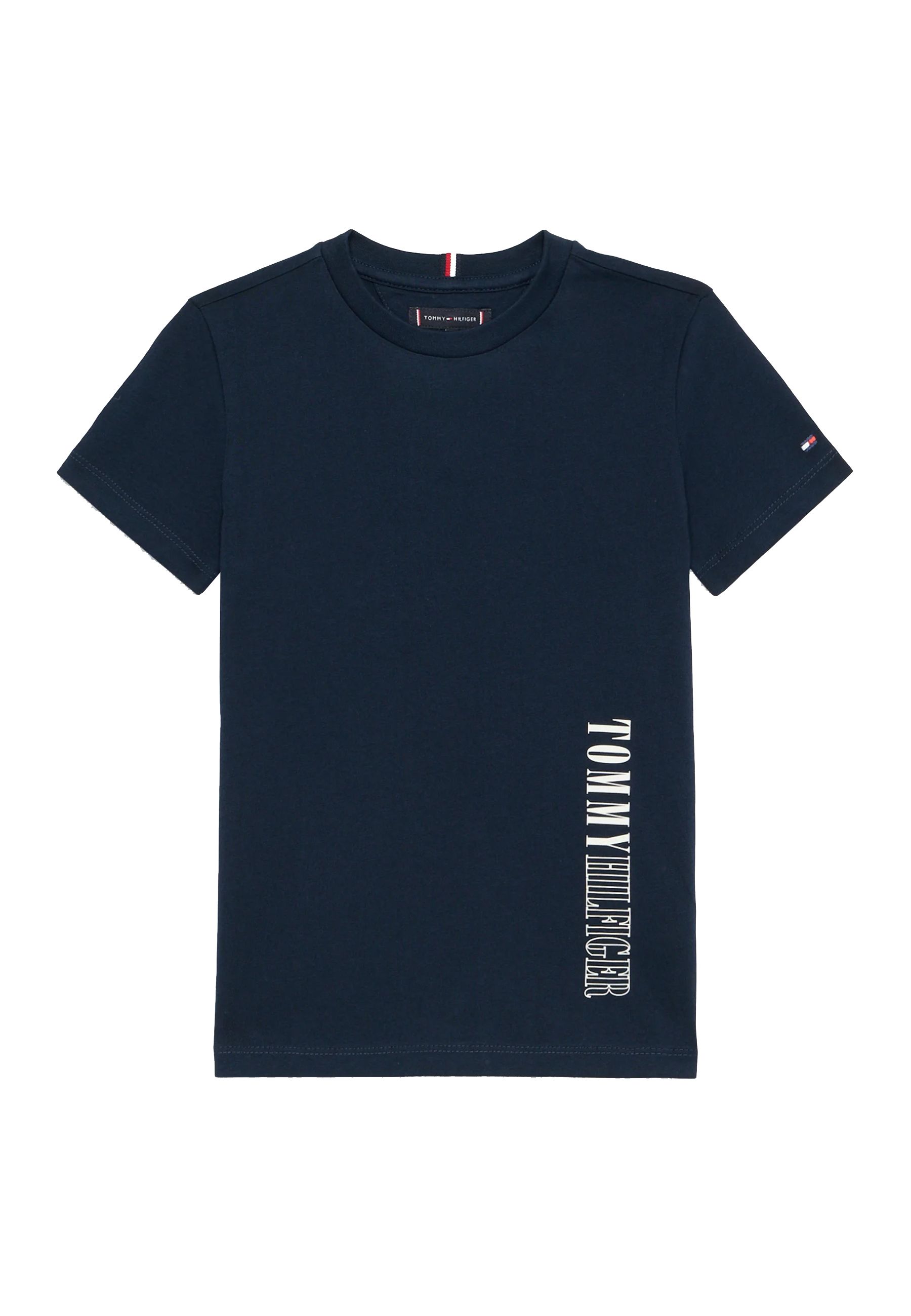 T-shirt girocollo blu classico logo ricamato