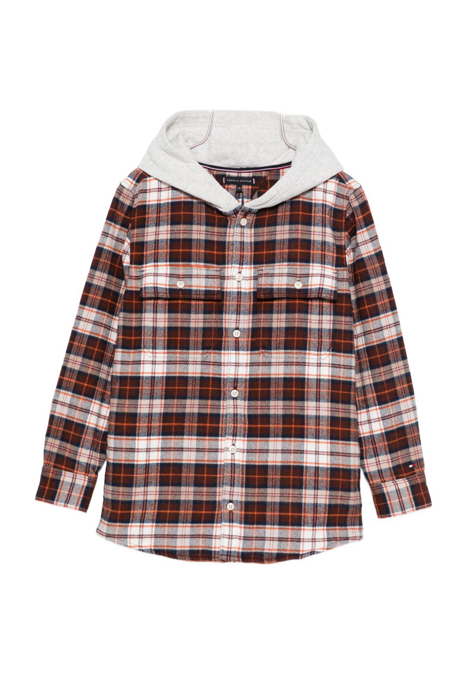Camicia  con cappuccio e grafica a quadri