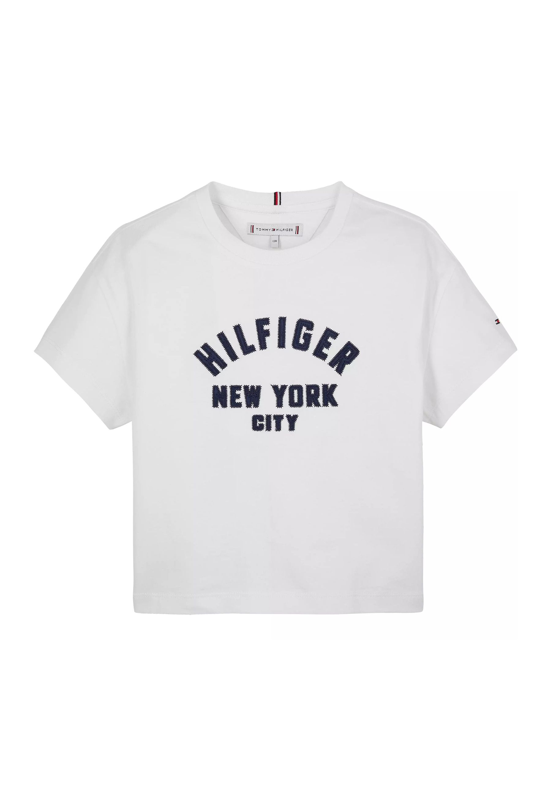 T-shirt Bianca con applicazioni in raso