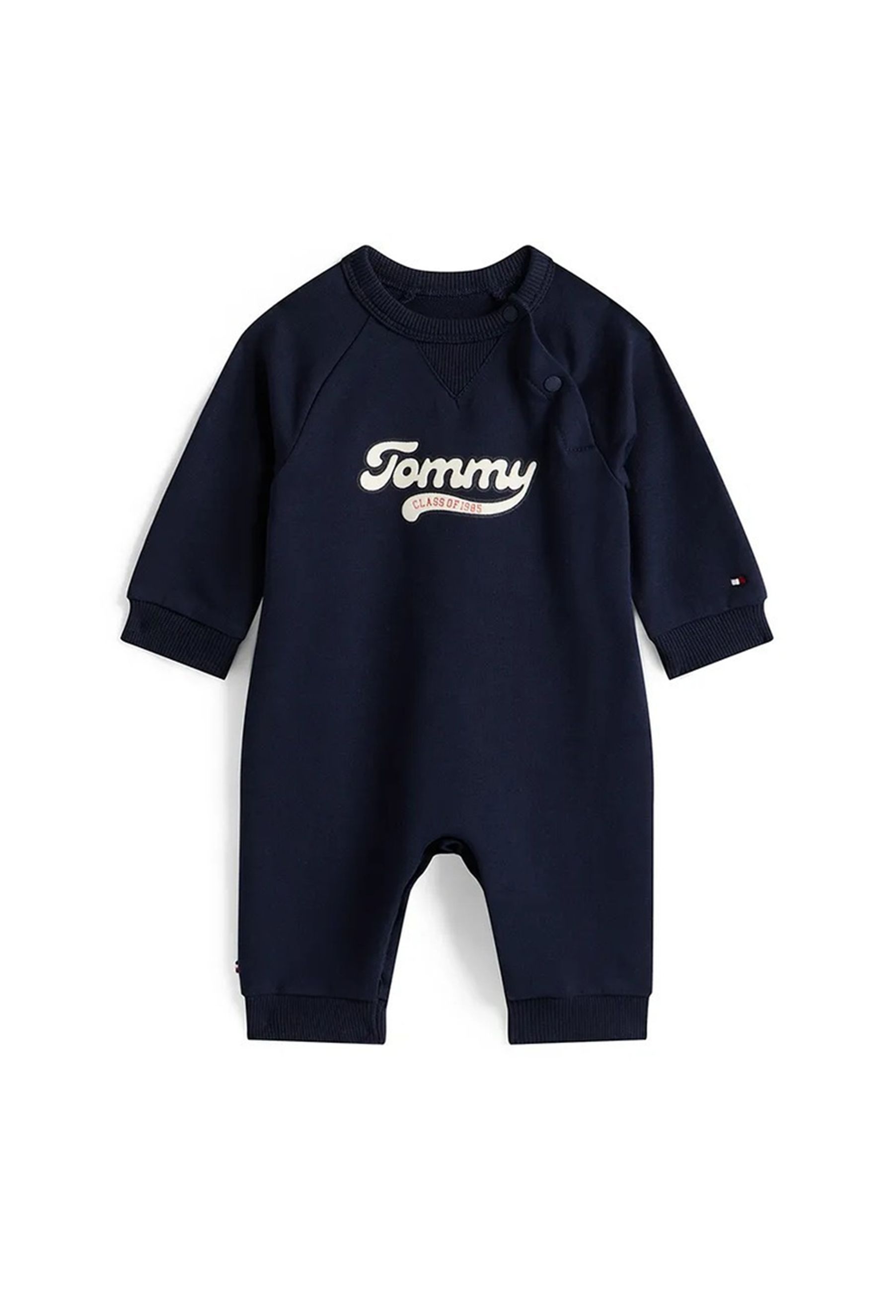 Tutina blu in cotone con apertura frontalee Stampa Logo