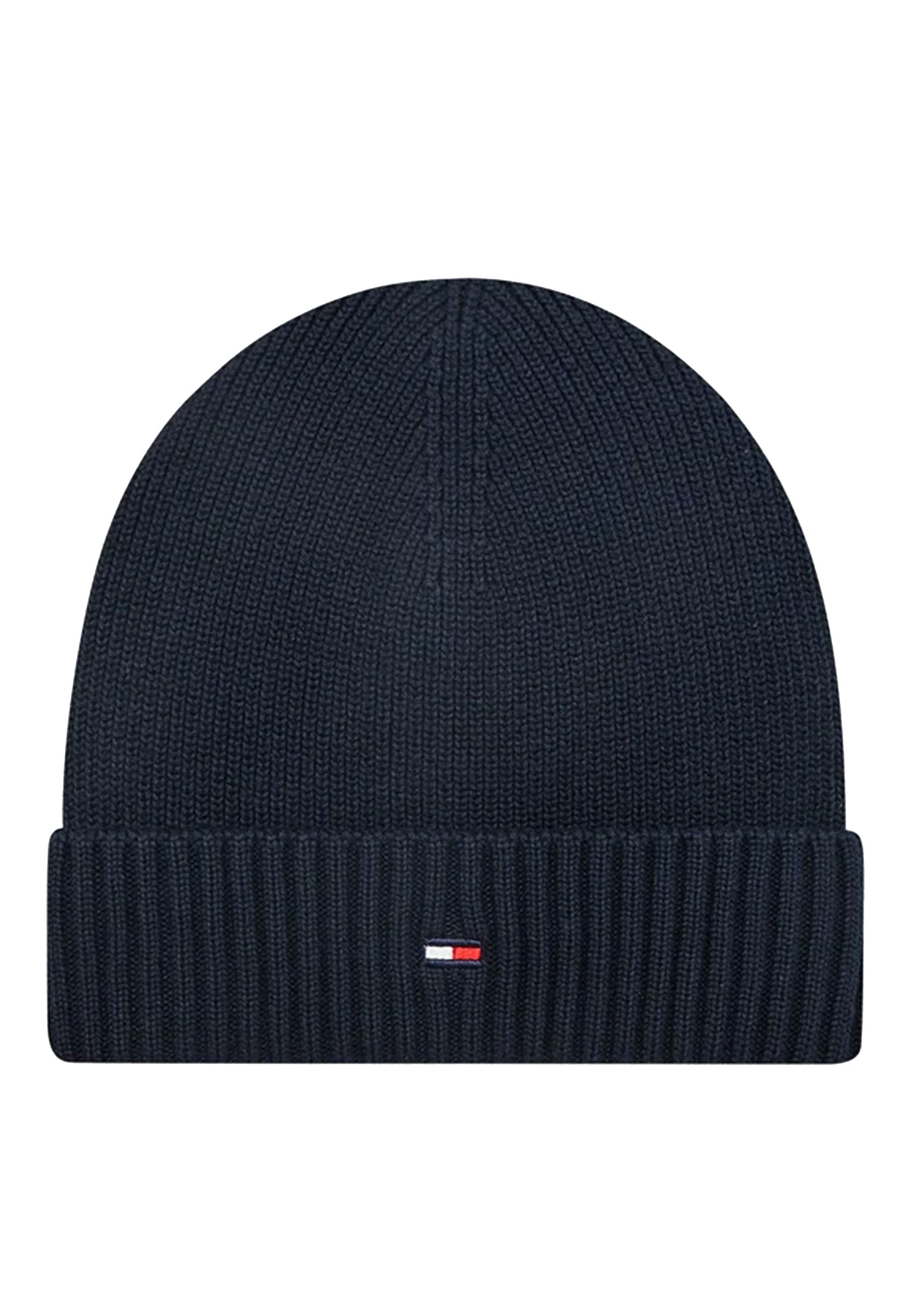 Cappello blu in maglia essenziale