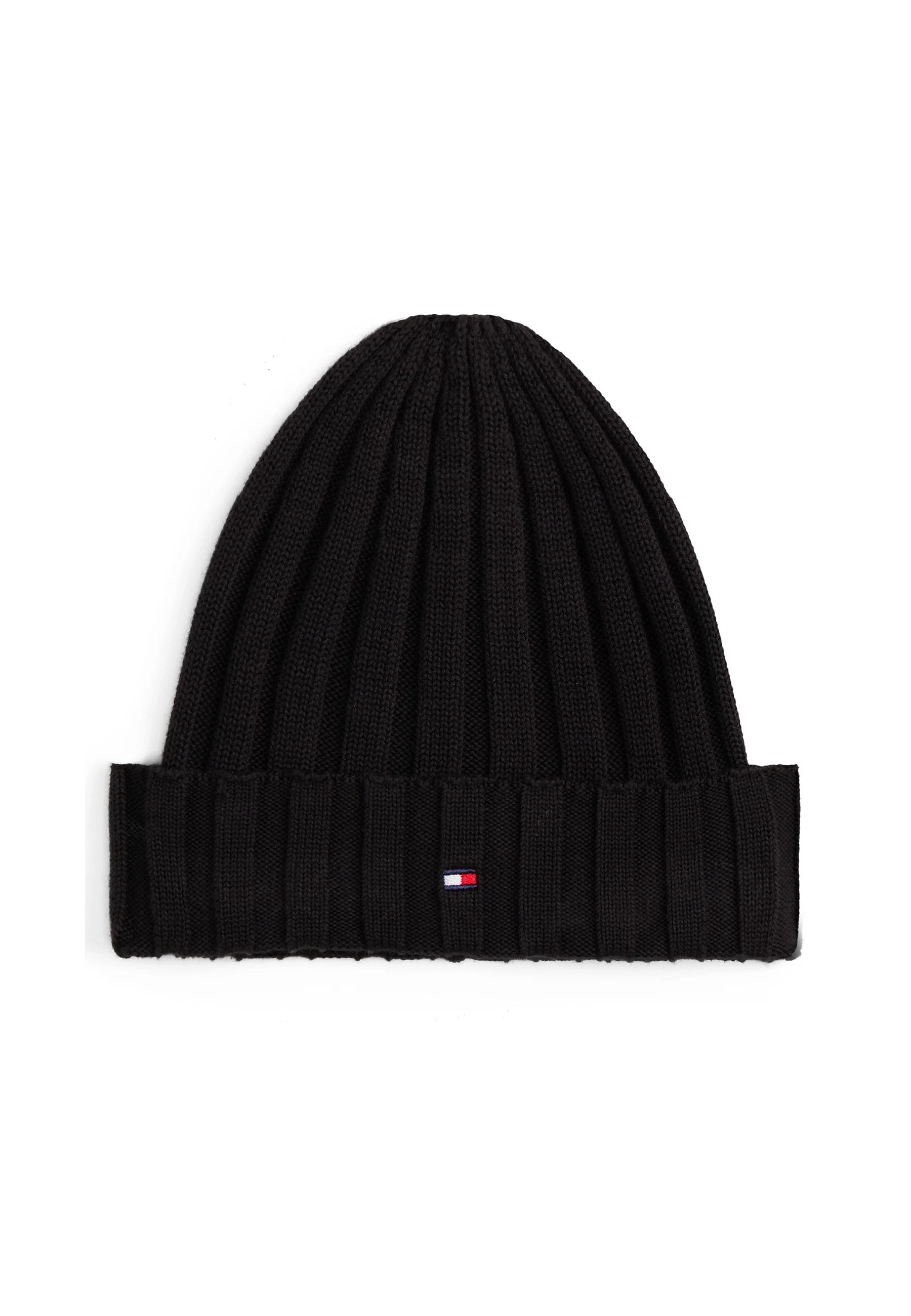 Cappello nero in maglia con ricamo piccolo