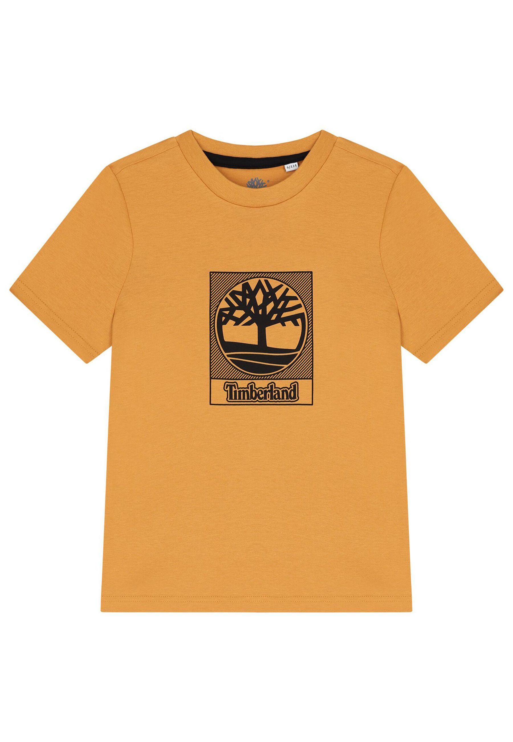 T-shirt giallo ocra con stampata sul davanti
