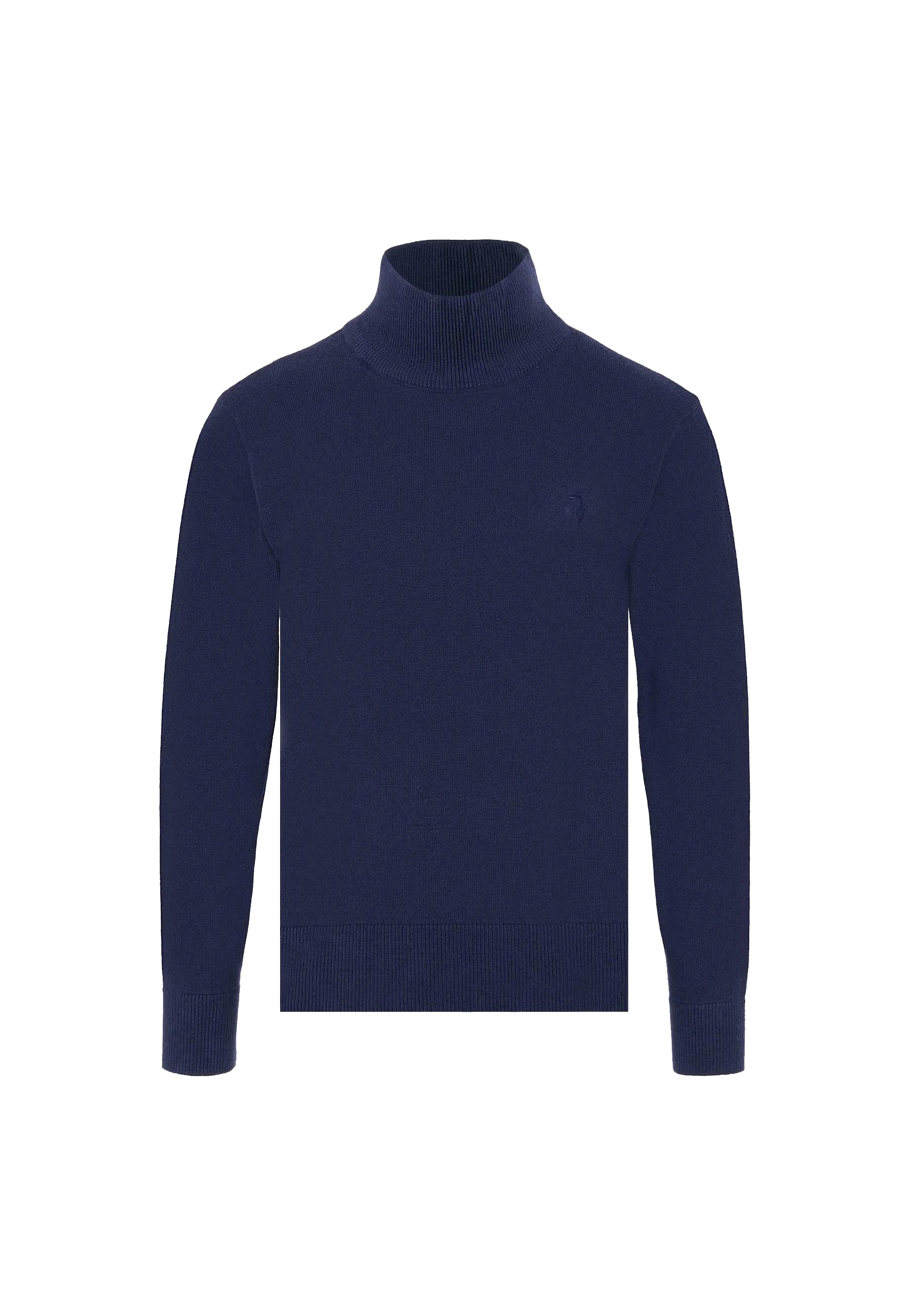 Maglia Blu a lupetto a tinta unita con Logo
